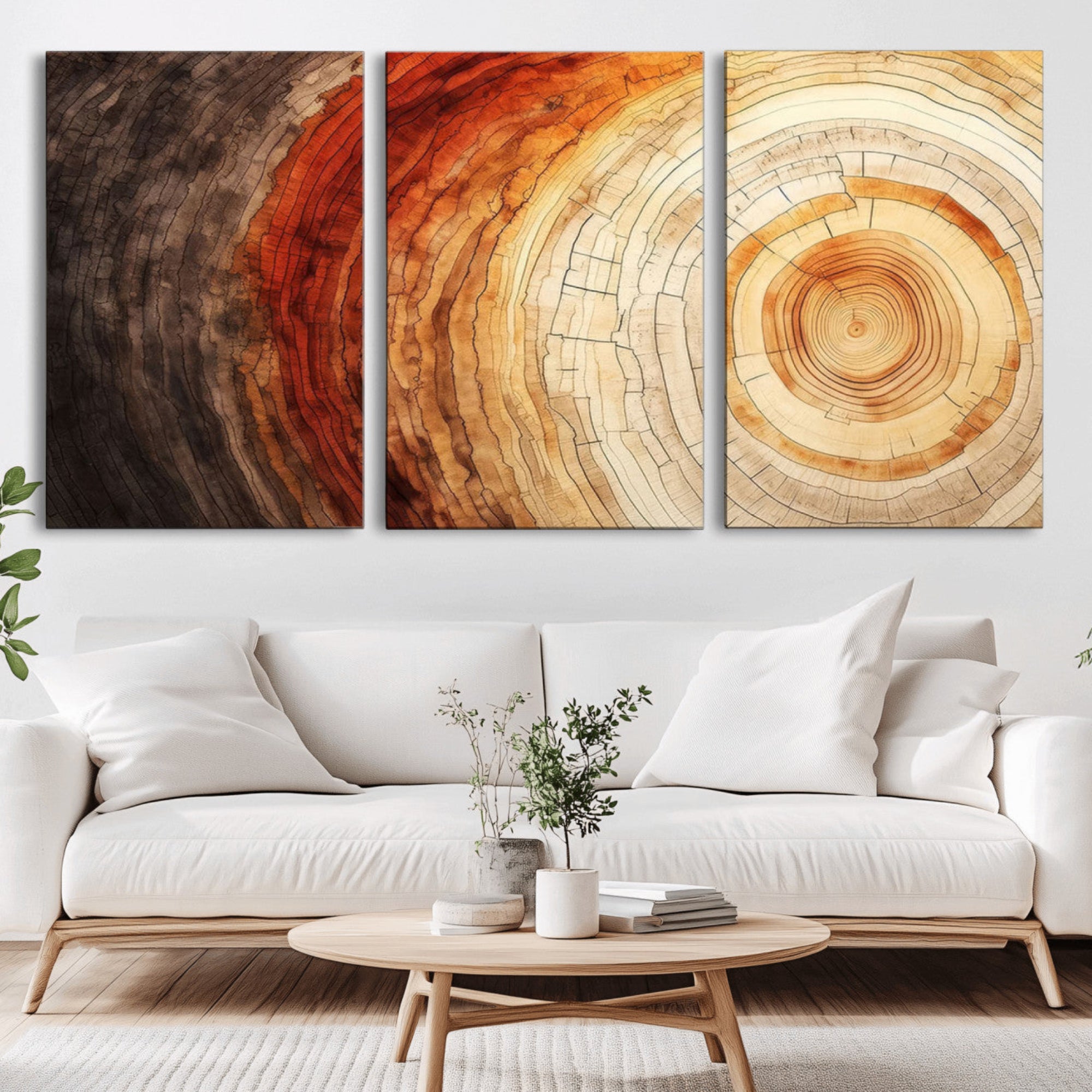 57529-MGV-CV-36X24-Tree Ring Print on Canvas Wall Art, Tree Stump Print, Wood Wall Art Living Room, Abstract Natural