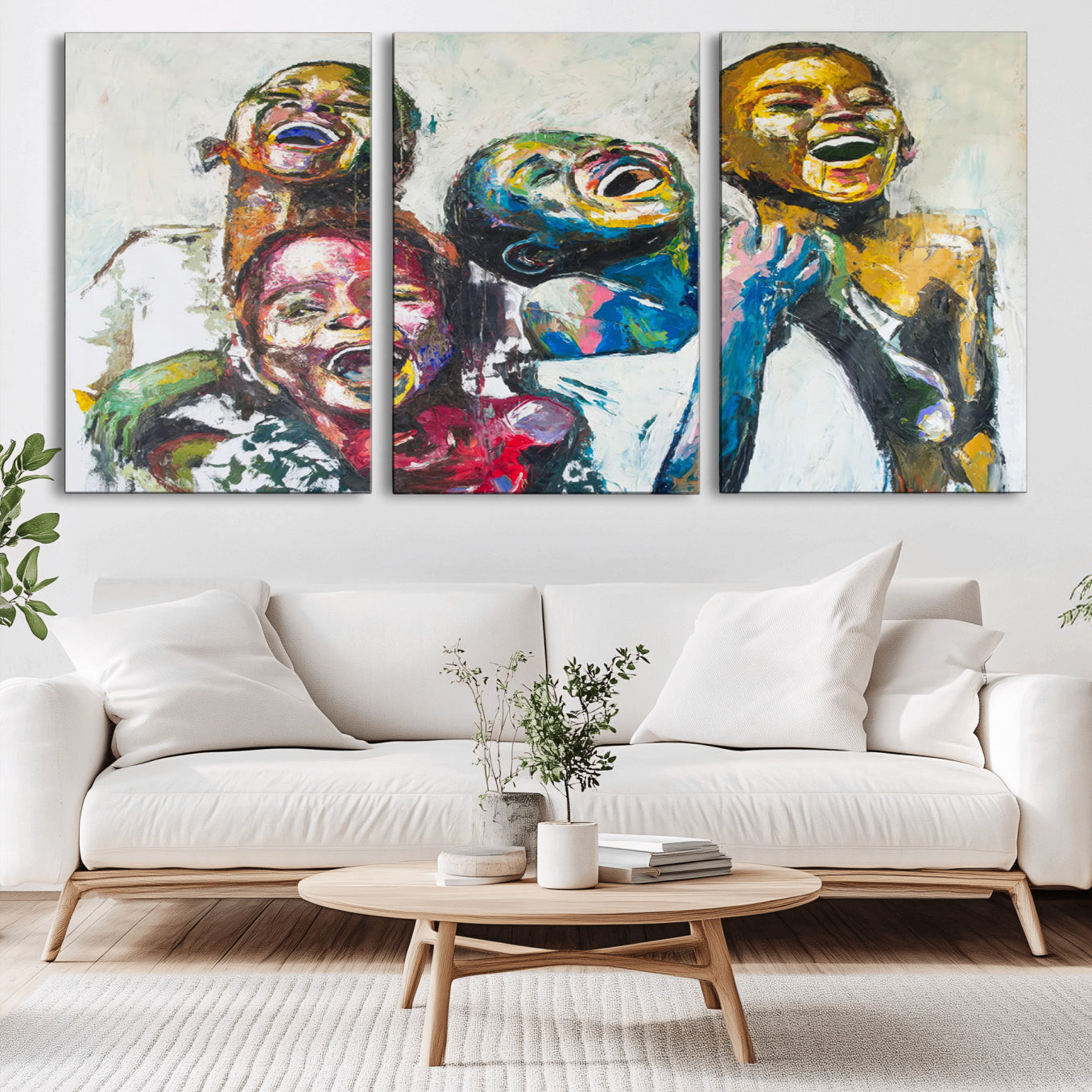 -Shai Yossef Style Canvas Art - Joyful African Black Kids Impasto Painting with Vibrant Brushstrokes,