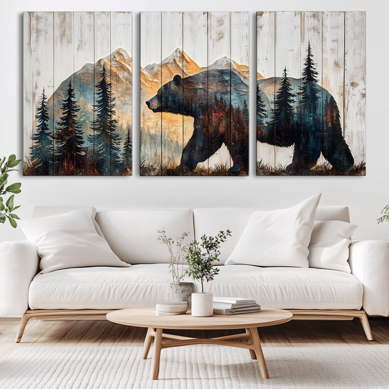 -Rustic Bear Wall Art - Grizzly 399 Bear Wall Art - Mountain Wood Canvas Wall Art - Nature Theme
