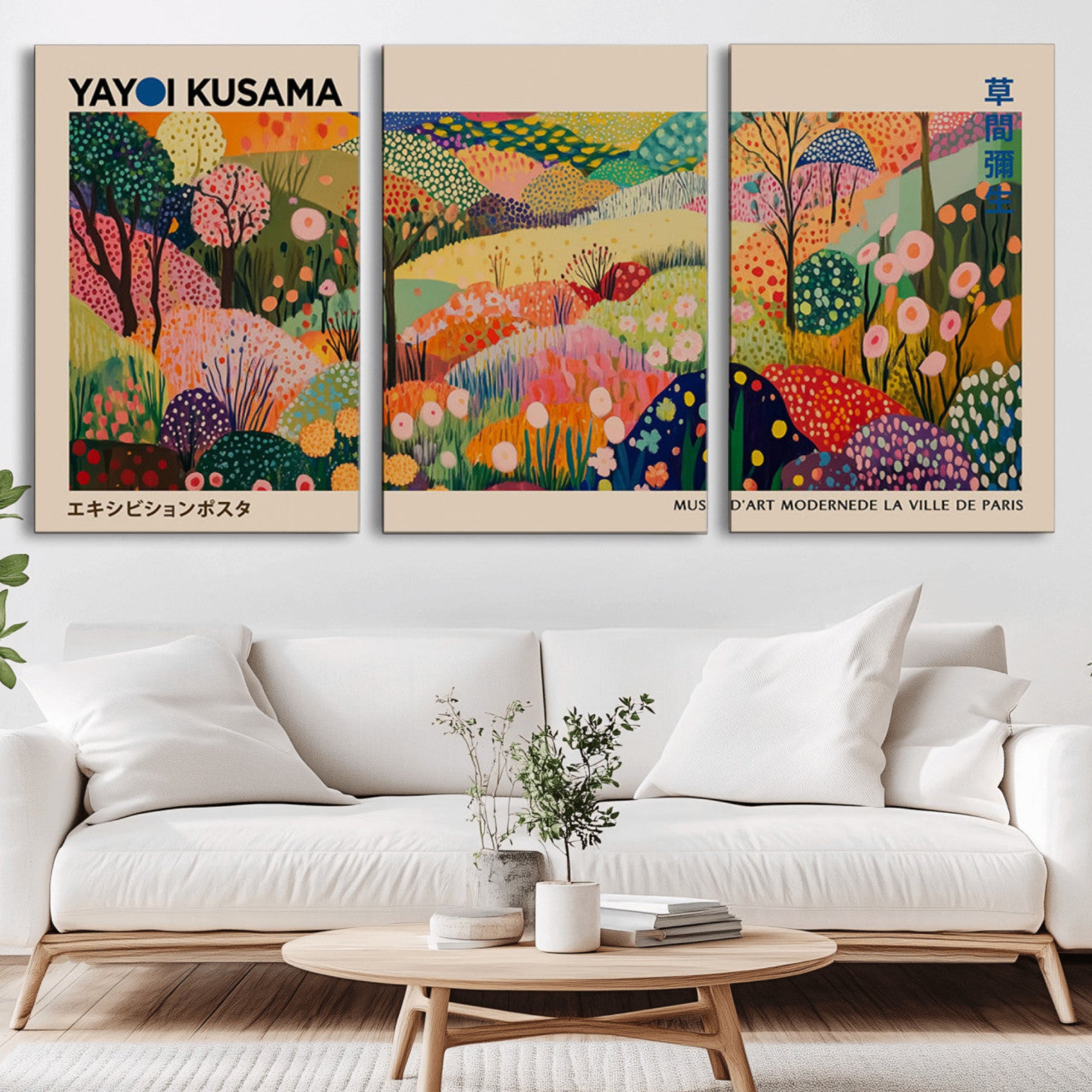 47970-MGV-CV-36X24-Yayoi Kusama Japanese Art Canvas Print, Abstract Art, Large Yayoi Kusama Framed Print, Japanese Wabi