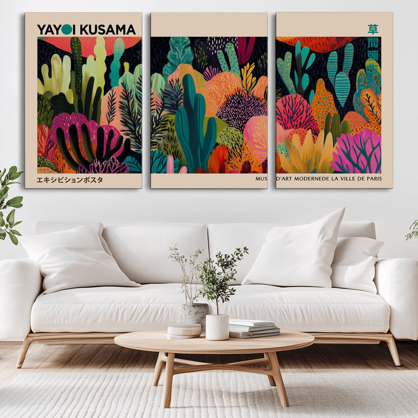 -Yayoi Kusama Wall Art Canvas Print, Abstract Art, Large Yayoi Kusama Framed Canvas Print, Japanese