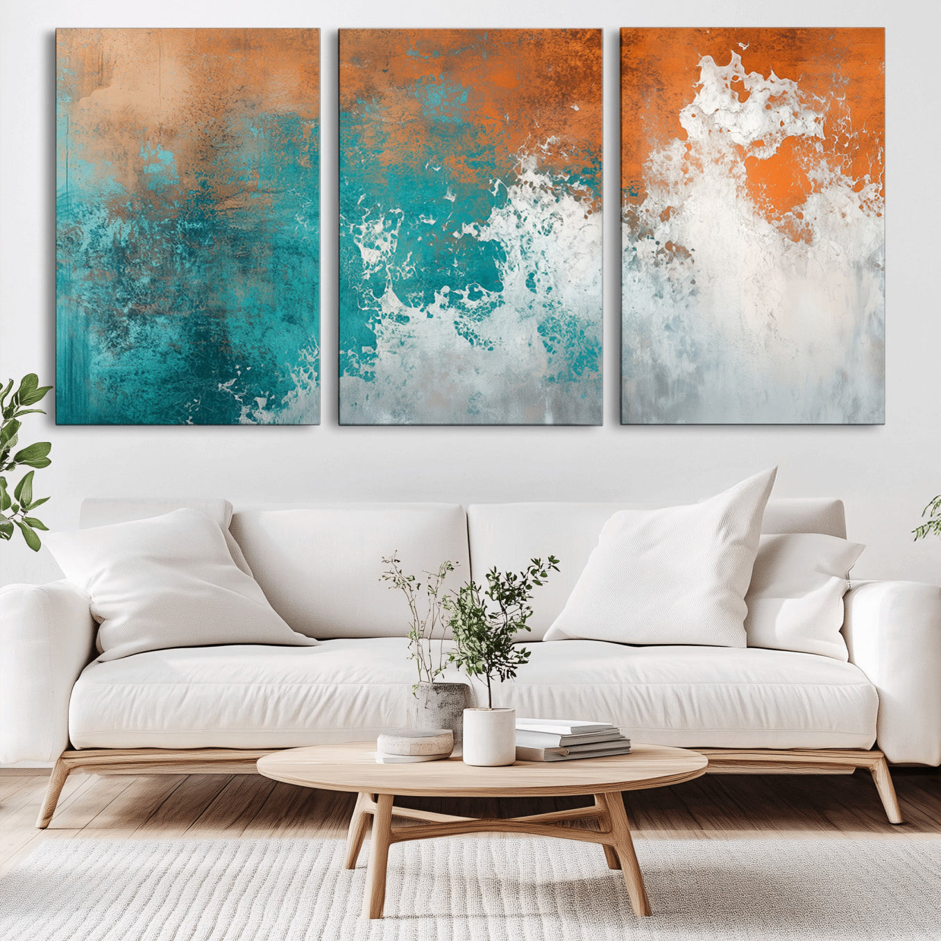 78127-MGV-CV-36X24-Vintage Abstract Print - Bold Teal and Orange Canvas Wall Art - Retro-Vintage Abstract Orange Canvas