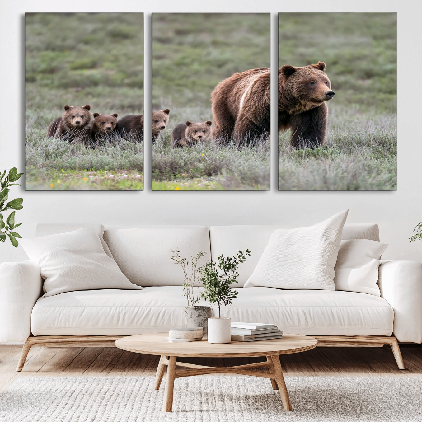 65087-MGV-CV-36X24-Wildlife Photography of 399 Grizzly Bear Cubs | Queen of the Tetons Canvas Wall Art Print