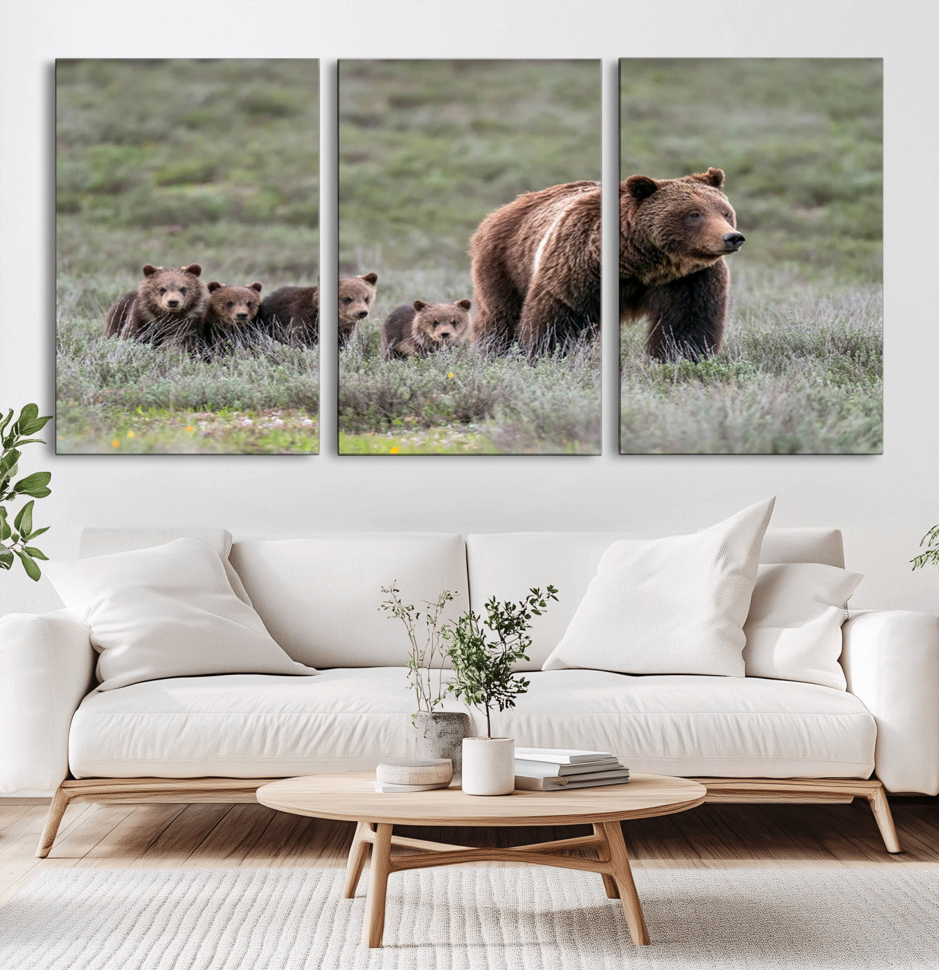65087-MGV-CV-36X24-Wildlife Photography of 399 Grizzly Bear Cubs | Queen of the Tetons Canvas Wall Art Print