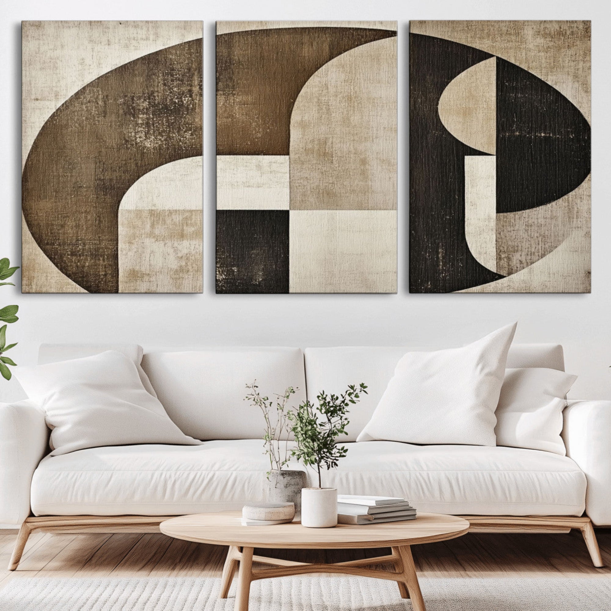 44796-MGV-CV-36X24-Wabi Sabi Abstract Wall Art | Geometric Modern Minimalist Canvas Print with Neutral Mid Century Art