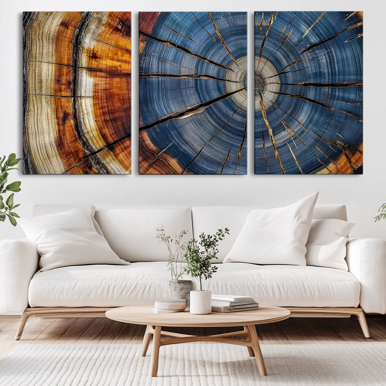 10583-MGV-CV-36X24-Abstract Tree Rings Canvas Wall Art - Wood Grain Canvas Print - Nature-Inspired Modern Wood Grain
