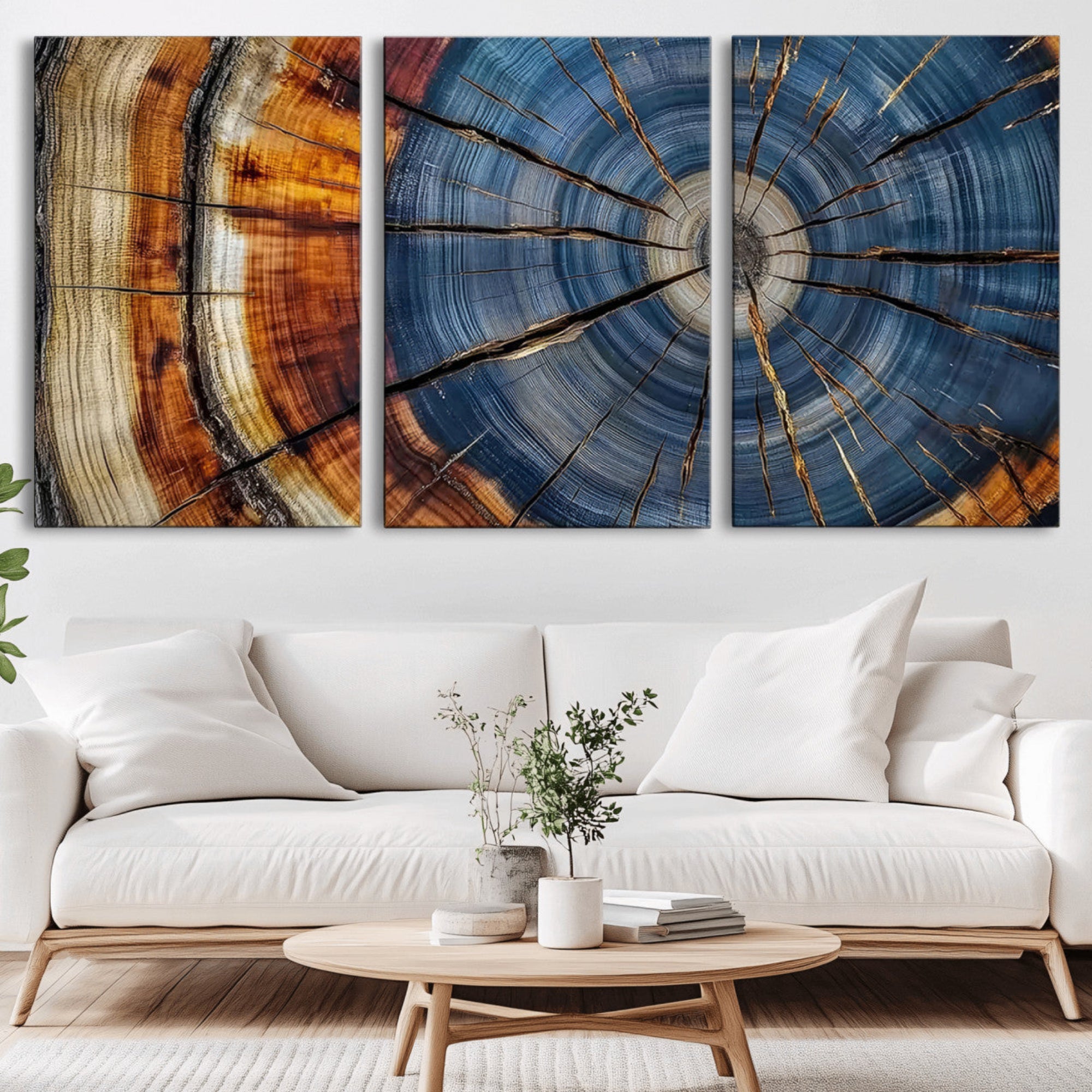 10583-MGV-CV-36X24-Abstract Tree Rings Canvas Wall Art - Wood Grain Canvas Print - Nature-Inspired Modern Wood Grain