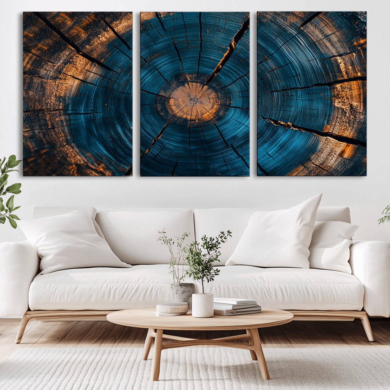 13398-MGV-CV-36X24-Abstract Tree Rings Wall Art Canvas Print Wood Grain Rings Artwork Nature Woodland Modern Wall Decor for Home, Office