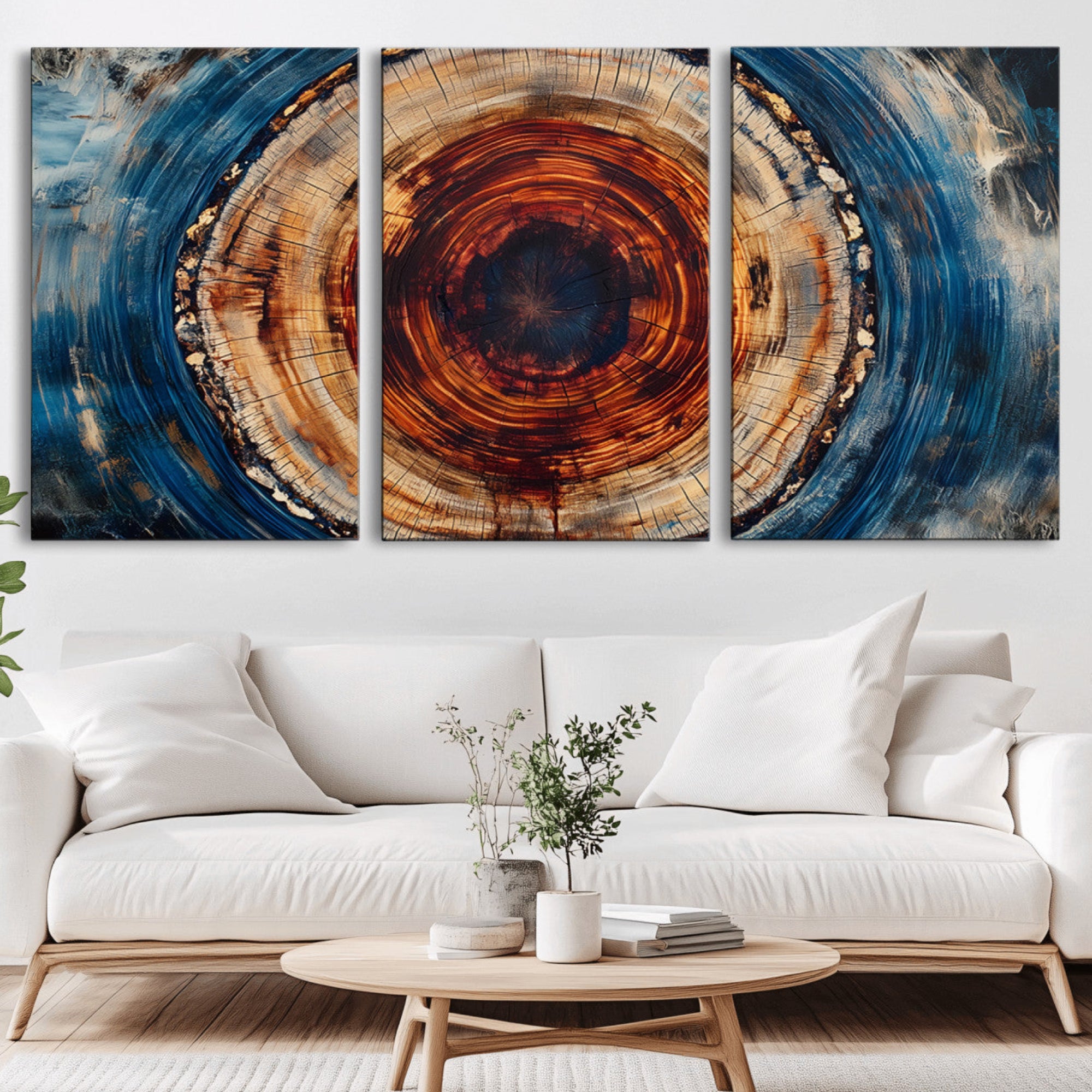 90395-MGV-CV-36X24-Abstract Framed Tree Rings Wall Decor, Wood Grain Rings Artwork Print, Nature Woodland Modern Wall