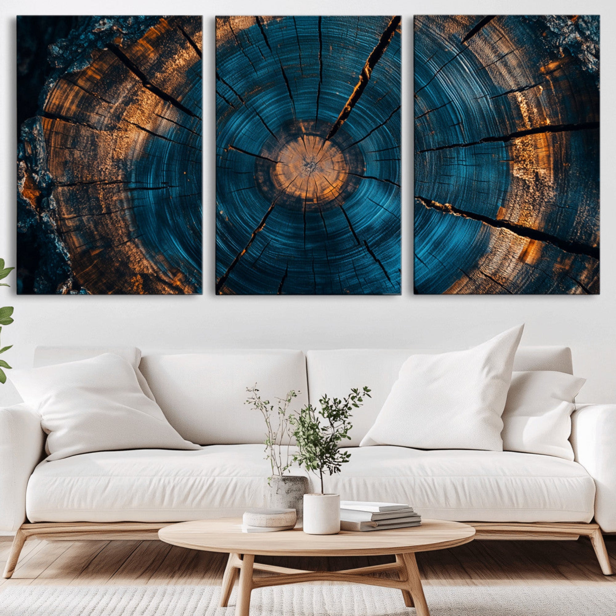 65231-MGV-CV-36X24-Farmhouse Wall Art - Abstract Tree Rings Canvas Wall Art Print, Framed Wood Grain Rings Artwork