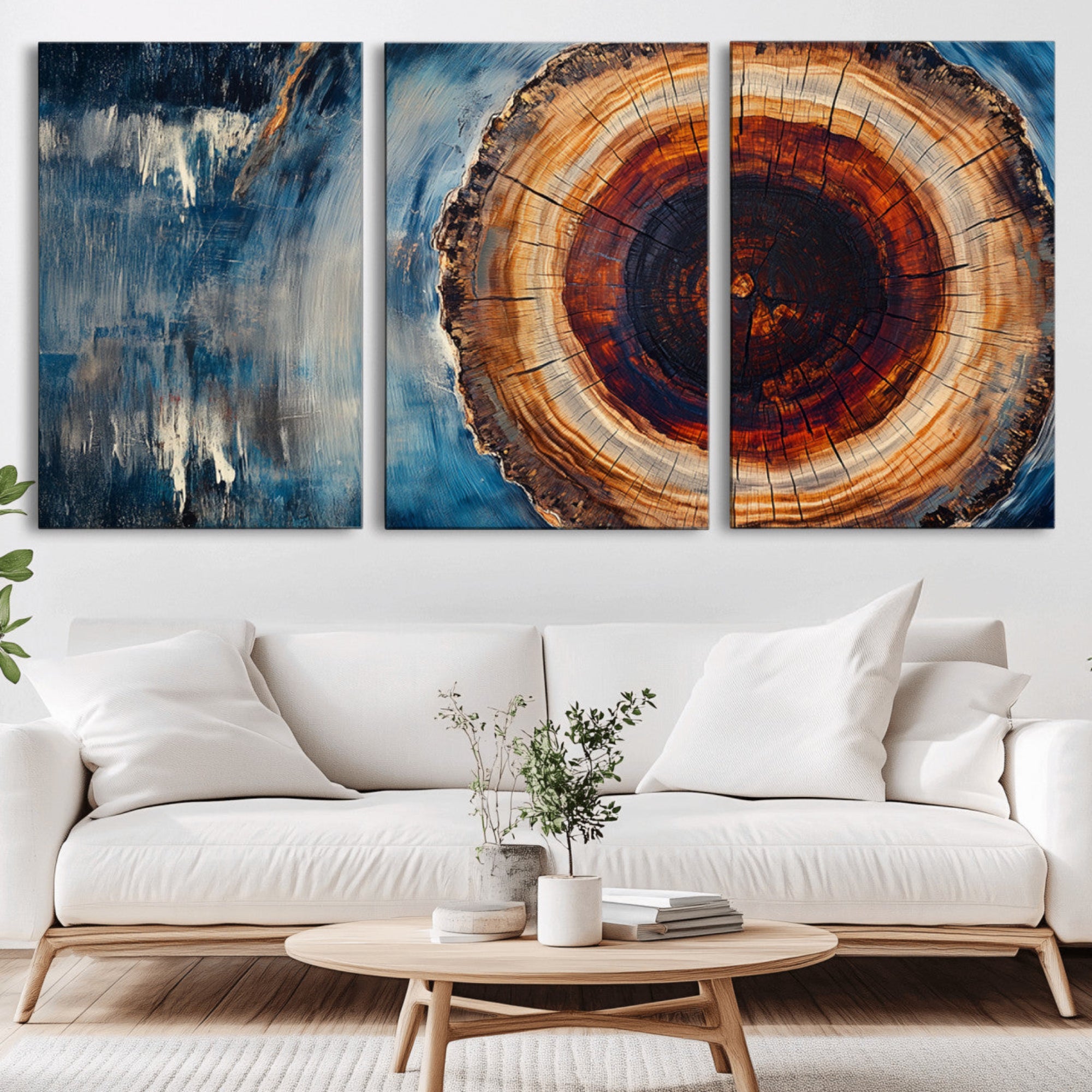 48045-MGV-CV-36X24-Abstract Tree Rings Wall Art Canvas Print - Wood Grain Rings Canvas Print - Nature Woodland Wall