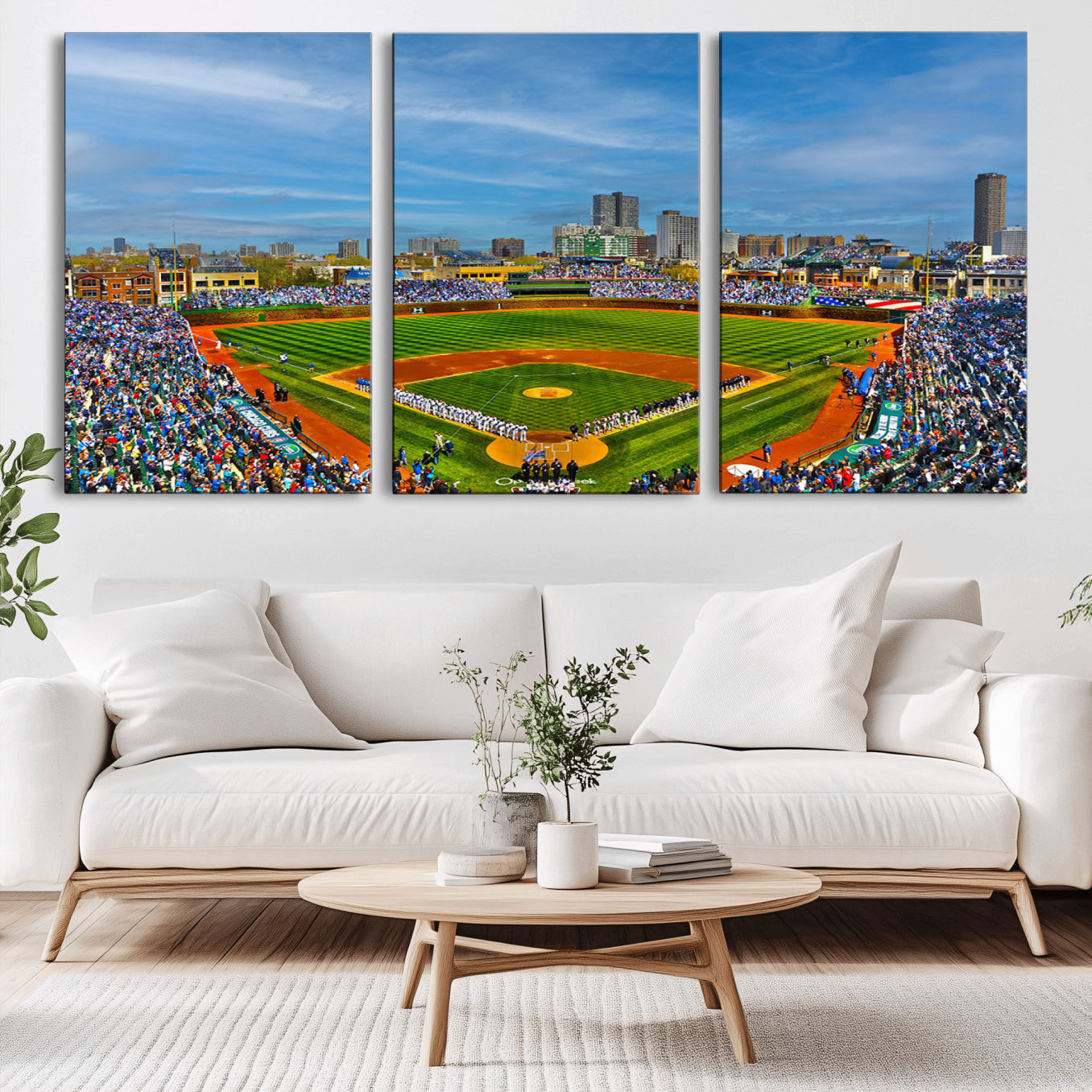 -Wrigley Field Chicago Cubs Panoramic Multi Piece Canvas Wall Art - Iconic Baseball Stadium Canvas
