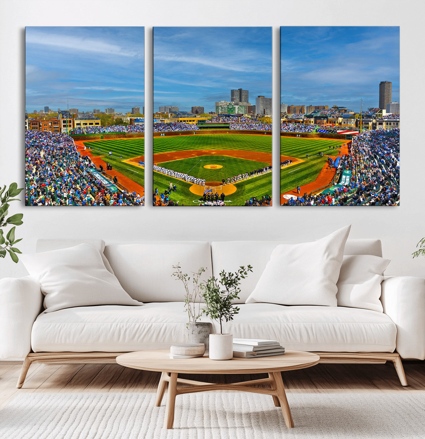 78105-MGV-CV-36X24-Wrigley Field Chicago Cubs Panoramic Canvas Print – Multi-Piece Iconic Baseball Stadium Wall Art for Home, Office