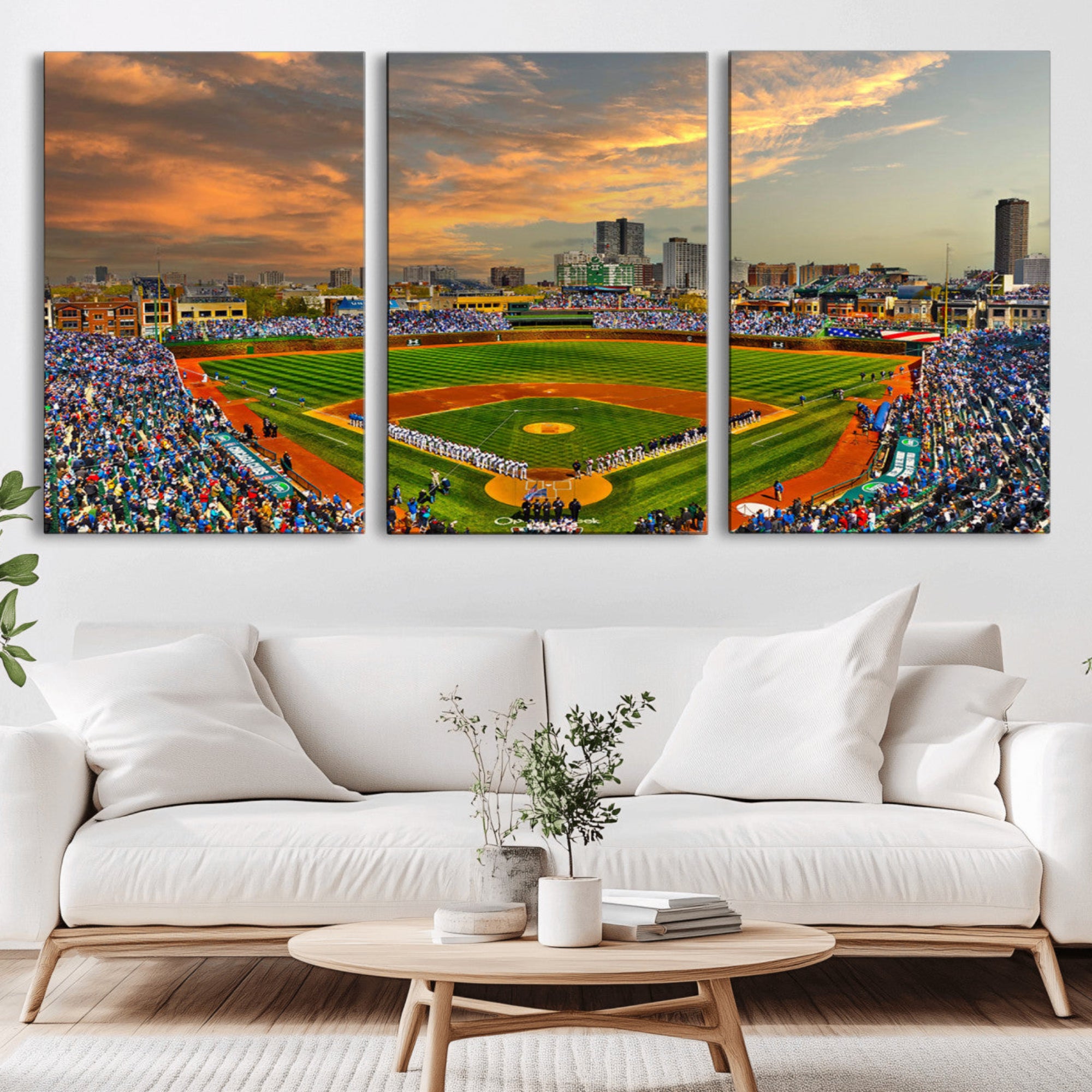 45635-MGV-CV-36X24-Chicago Wrigley Field Canvas Wall Art - Iconic Baseball Stadium Art Print - Wrigley Field Chicago