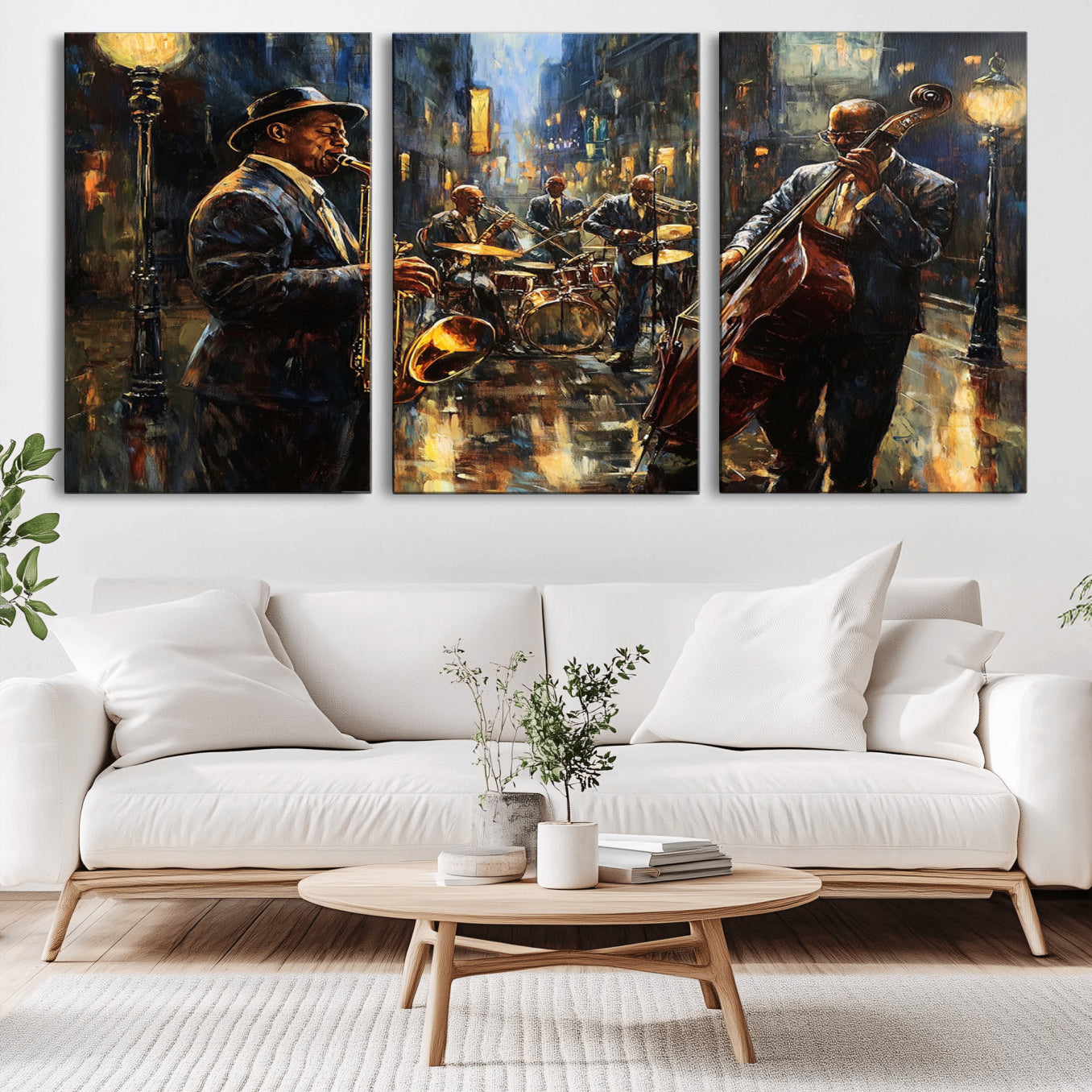 -Jazz Canvas Wall Art Print - Abstract African American Music Art - Framed Posters for Living Room or