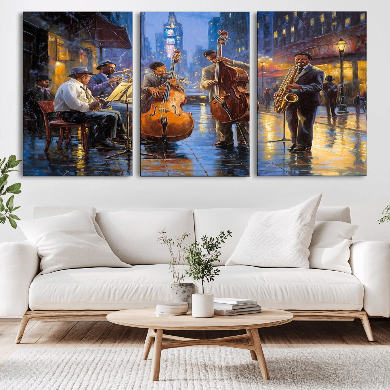 58694-MGV-CV-60X30-3P - Colorful Jazz Wall Art - African American Music Canvas Print - Framed Abstract Music Poster for Home