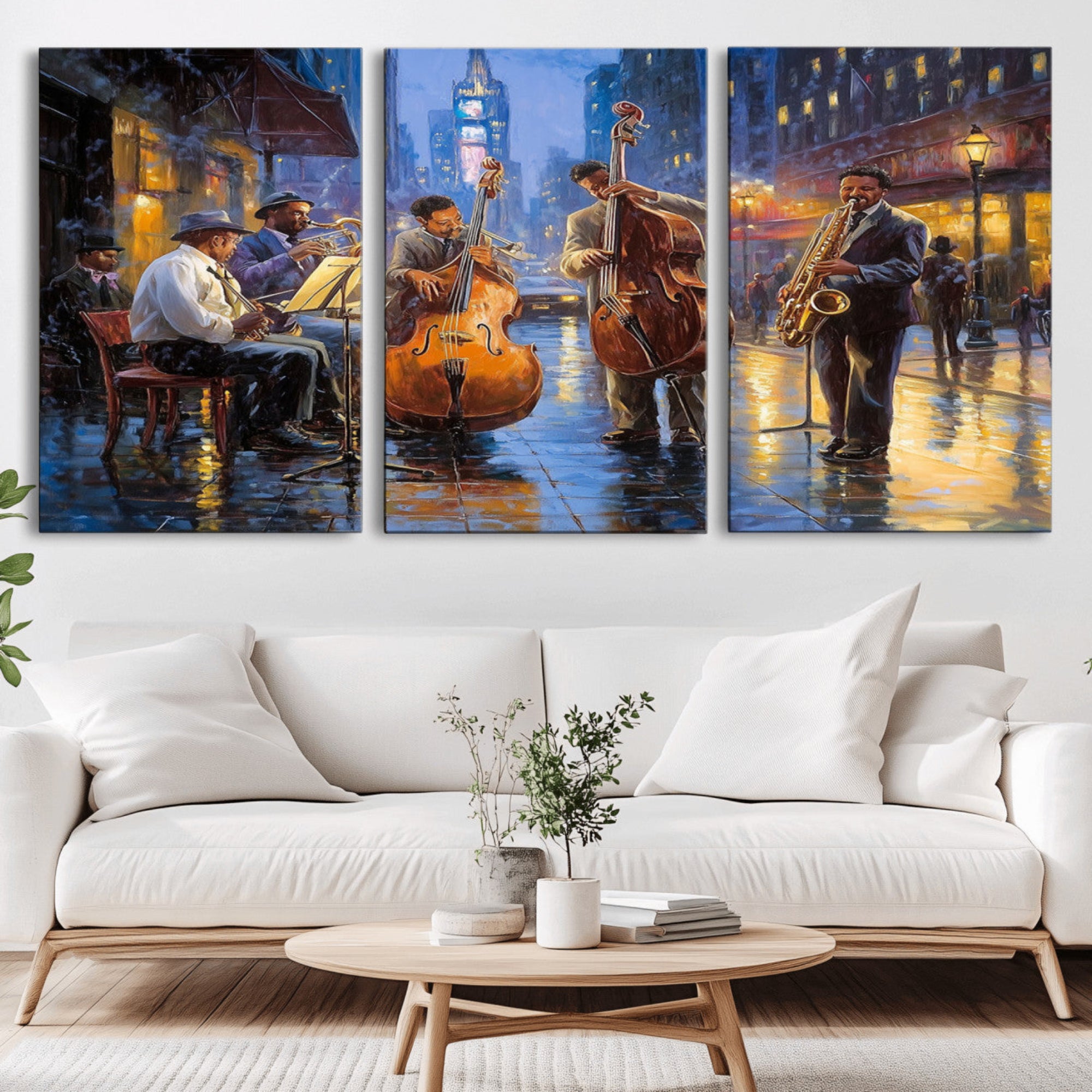 58694-MGV-CV-36X24-Colorful Jazz Wall Art - African American Music Canvas Print - Framed Abstract Music Poster for Home