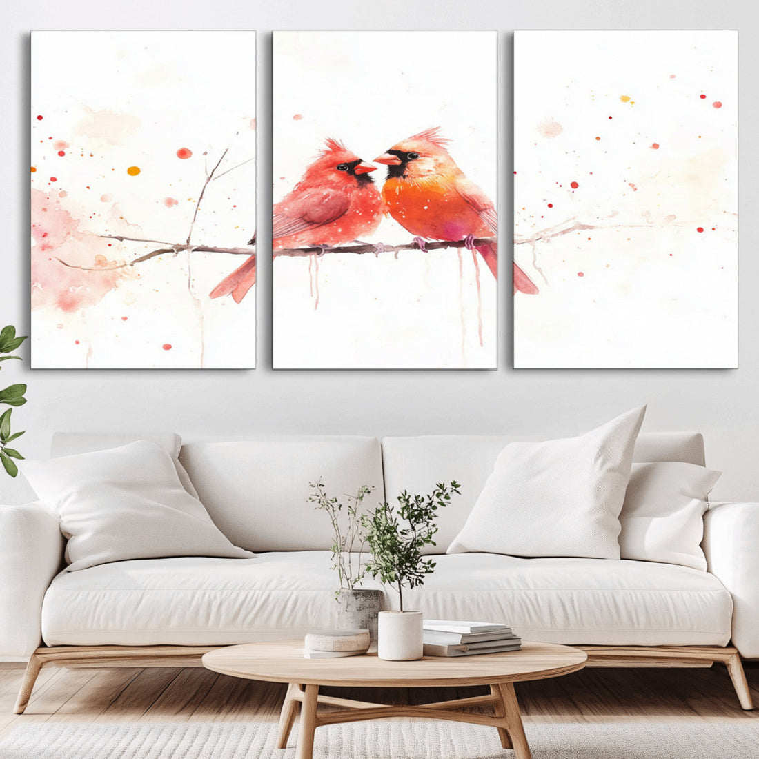 Cardinal Bird Canvas Wall Art, Male and Female Cardinal Print, Vibrant Wildlife Wall Decor