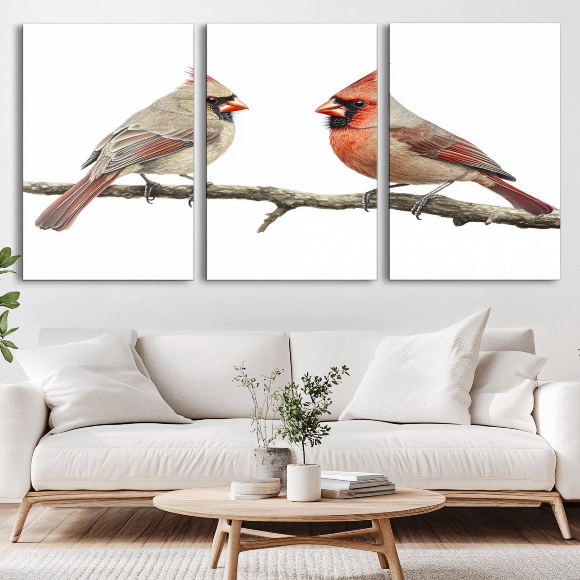 29617-MGV-CV-36X24-Cardinal Canvas Wall Art - Male and Female Cardinal Print - Nature-Inspired Bird Wall Decor for Home