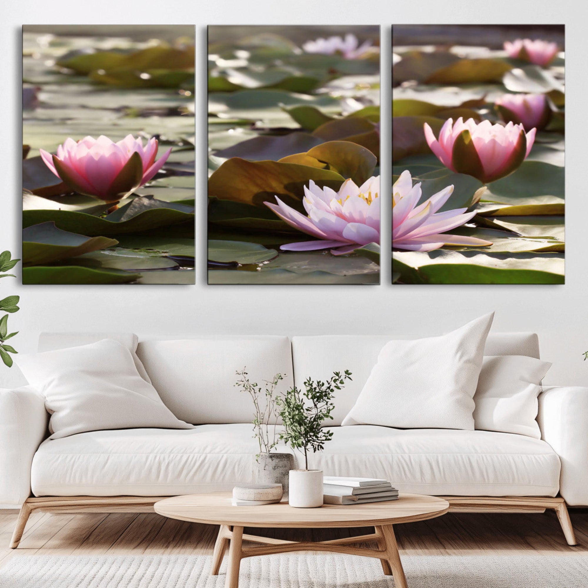 -Lotus Flower Wall Art Canvas Print, Water Lily Large Wall Art Canvas Print for Yoga Room Decor,