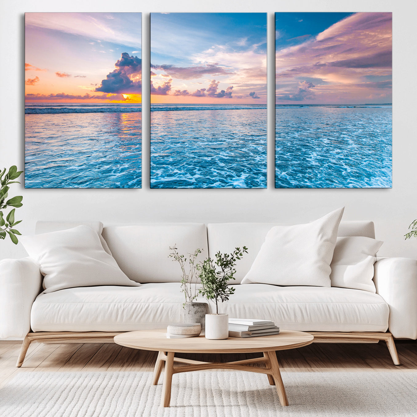 36641-MGV-CV-36X24-Ocean Sunset Canvas Wall Art Print – Tranquil Seascape Vibrant Sky Rolling Waves Coastal Artwork for Home, Office