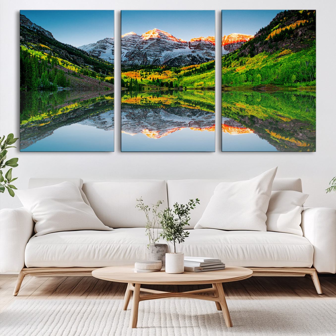 Maroon Bells Lake Wall Art Canvas Print – Majestic Colorado Mountain Landscape, Autumn Reflection, Multi-Panel Framed Artwork for Home, Office Decor