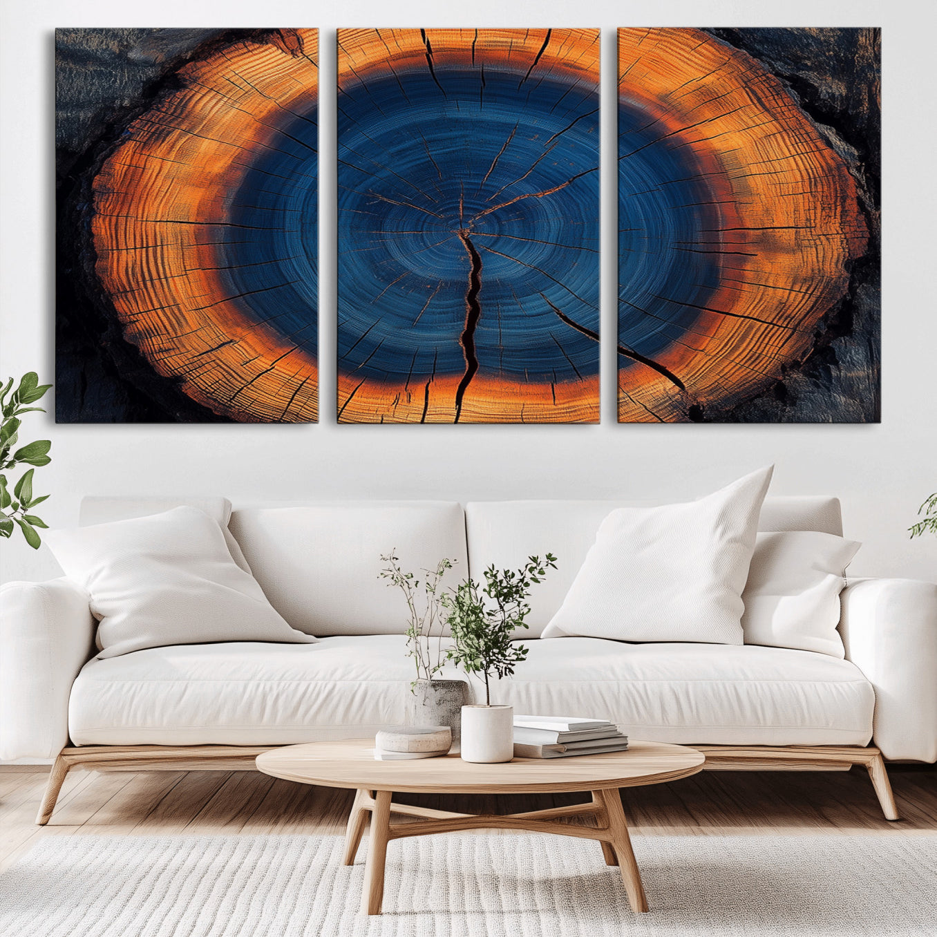 54040961-MGV-CV-36X24-Abstract Tree Ring Wall Art Print – Natural Rustic Wood Canvas, Framed Tree Stump Artwork, Modern Nature Design for Home, Office