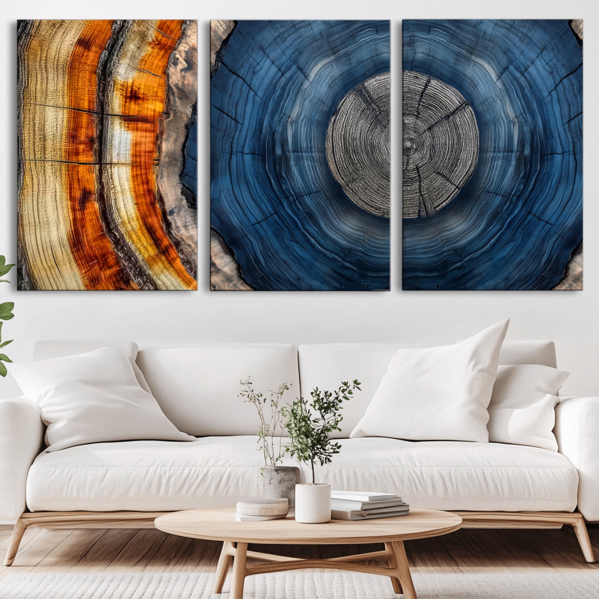 79754215-MGV-CV-36X24-Abstract Tree Rings Wall Art Canvas Print - Wood Grain Rings Artwork Print - Nature Woodland Modern