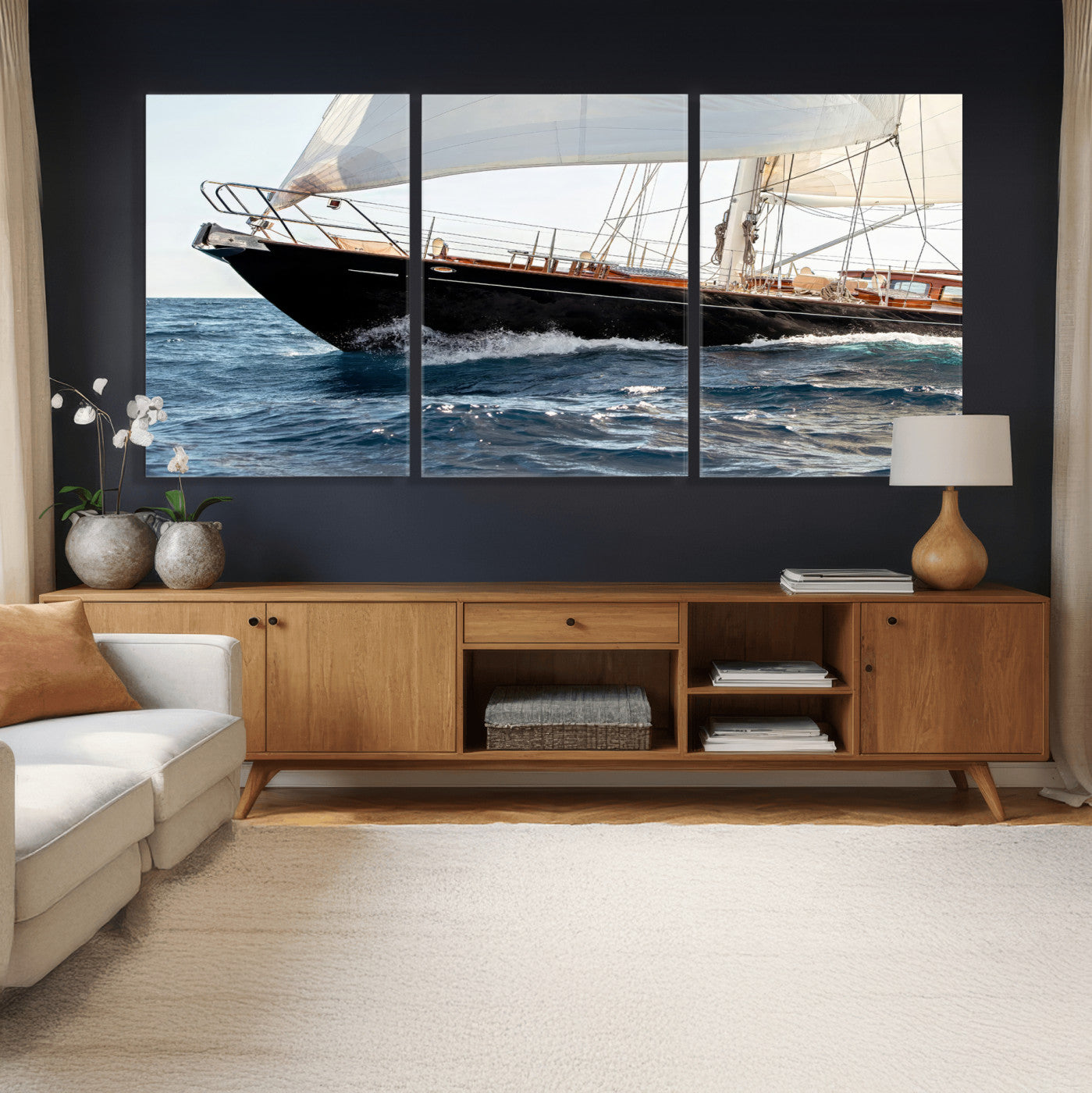 97168626-MGV-CV-36X24 - Boat Yacht Wall Art – Ocean Waves & Sailing Adventure Canvas Print, Nautical Elegance & Marine Journey for Living Room or Luxury Decor