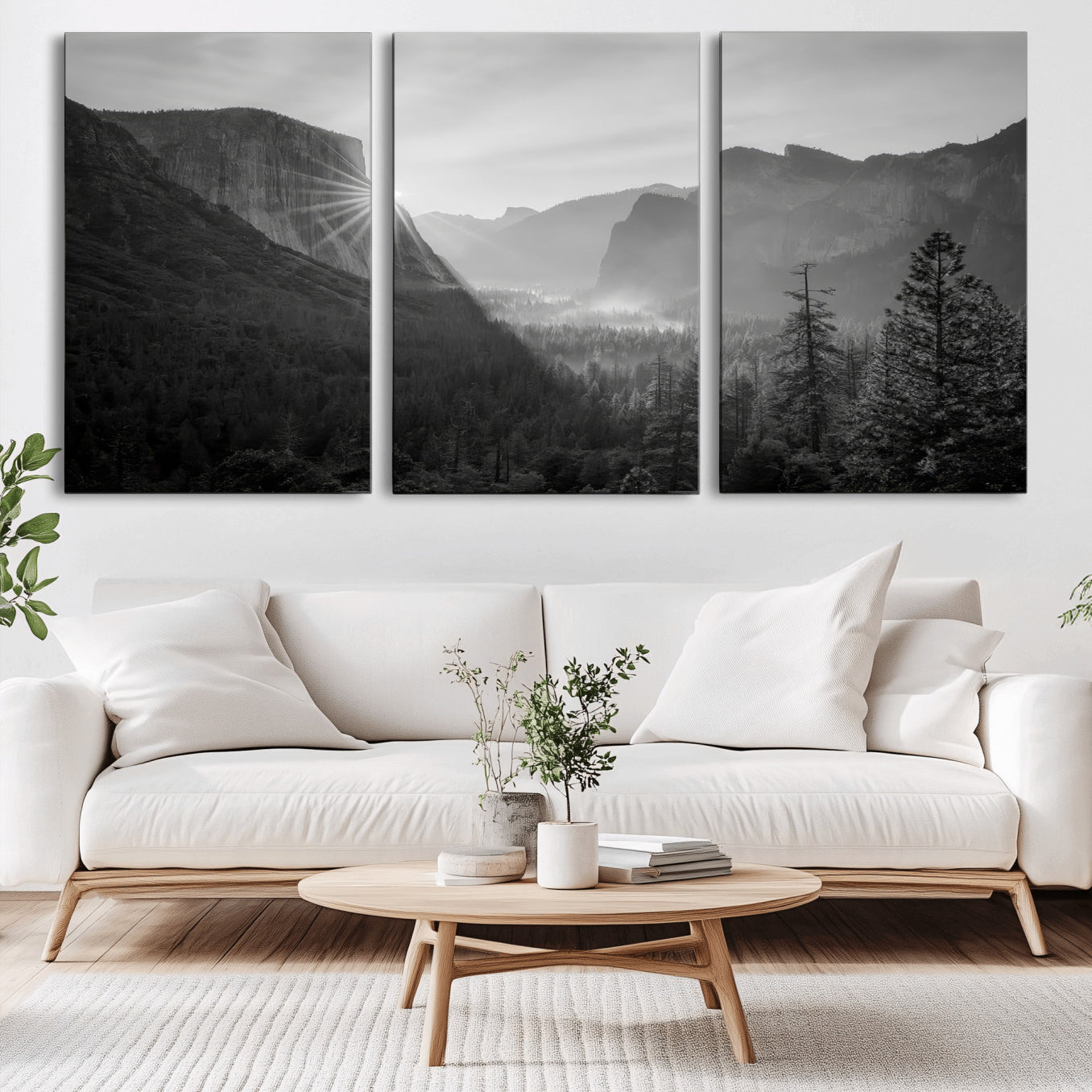 39278955-MGV-CV-36X24-Yosemite Valley Wall Art Canvas Print – Framed El Capitan Sunrise Misty Mountain Modern Rustic Artwork for Home Office