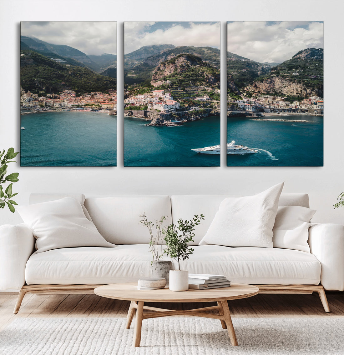 Amalfi Coast Wall Art | Framed Italian Seaside Canvas