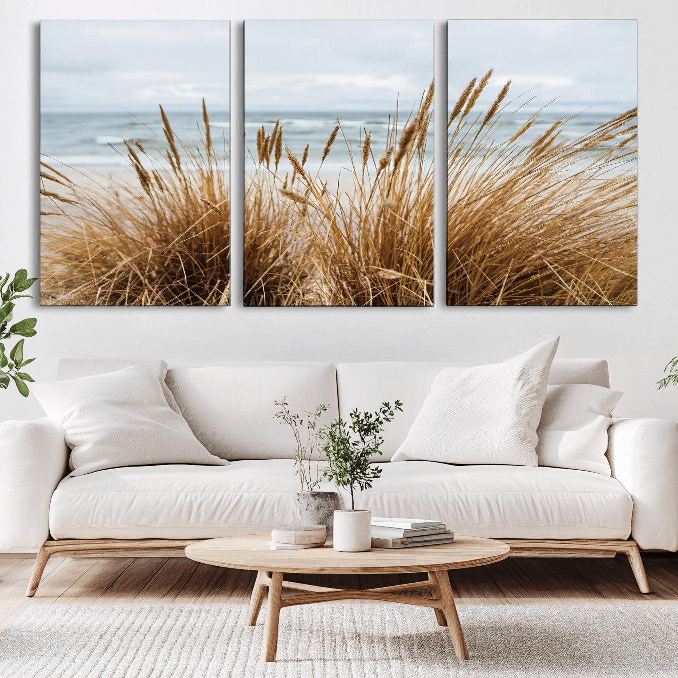 14270839-MGV-CV-36X24-Beach Grass Wall Art – Framed Coastal Dunes Canvas Artwork, Minimal Seaside Design, Modern Coastal Decor for Home, Office