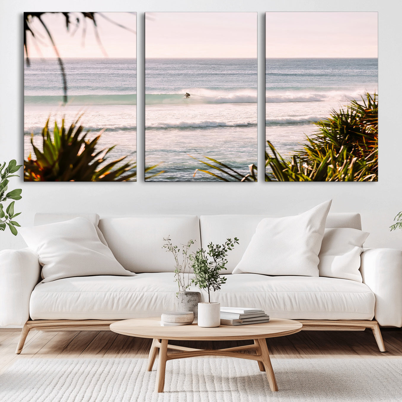 MGV-CV-60X30-3P - Ocean Surfer Wall Art Canvas Print, Framed Coastal Surf Art Picture Print, Tropical Beach Perfect Tropical Coastal Decor Artwork