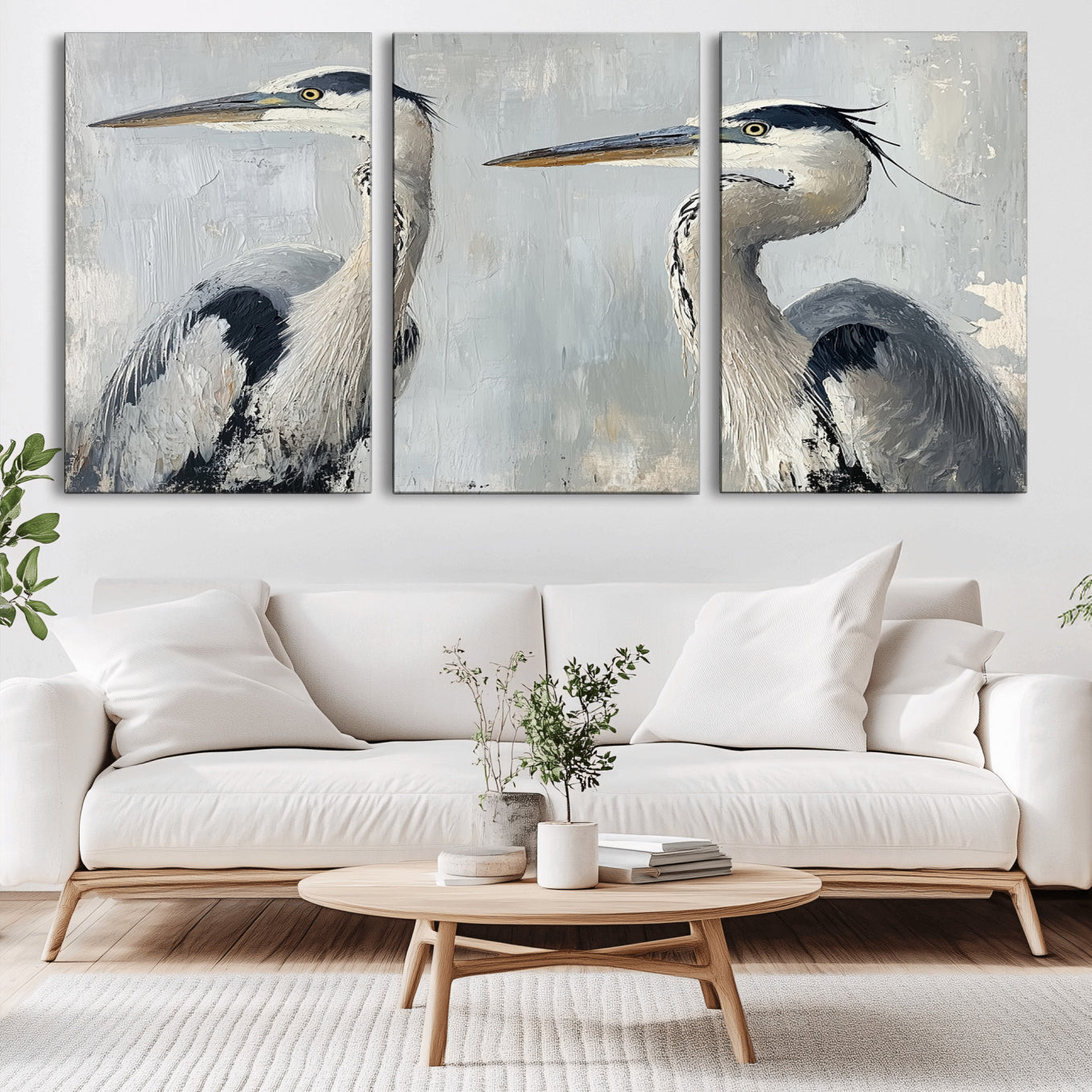 19427826-MGV-CV-36X24-Bird Canvas Decor Wall Art Canvas Print – Framed Coastal Bird Pair Minimalist Wildlife Nature Artwork for Home Office