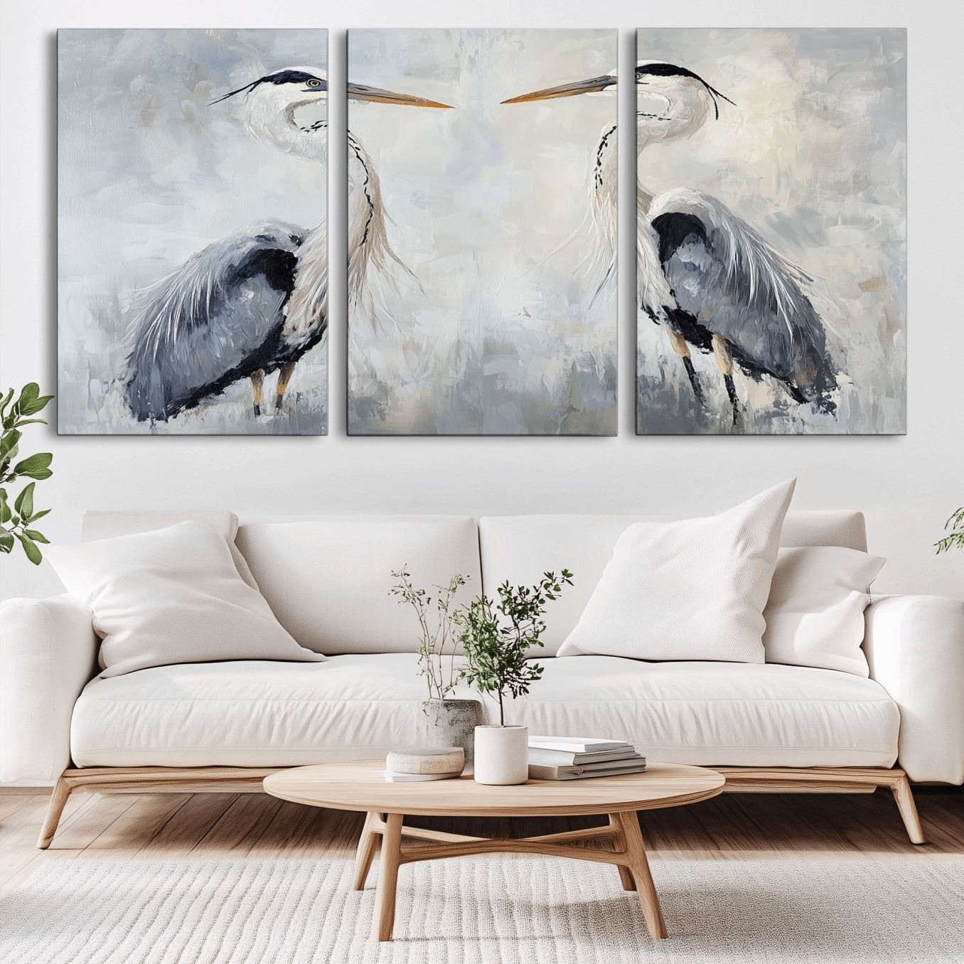 90806932-MGV-CV-36X24-Heron Wall Art Canvas Print – Framed Bird Nature Inspired Coastal Minimalist Wildlife Artwork for Home Office