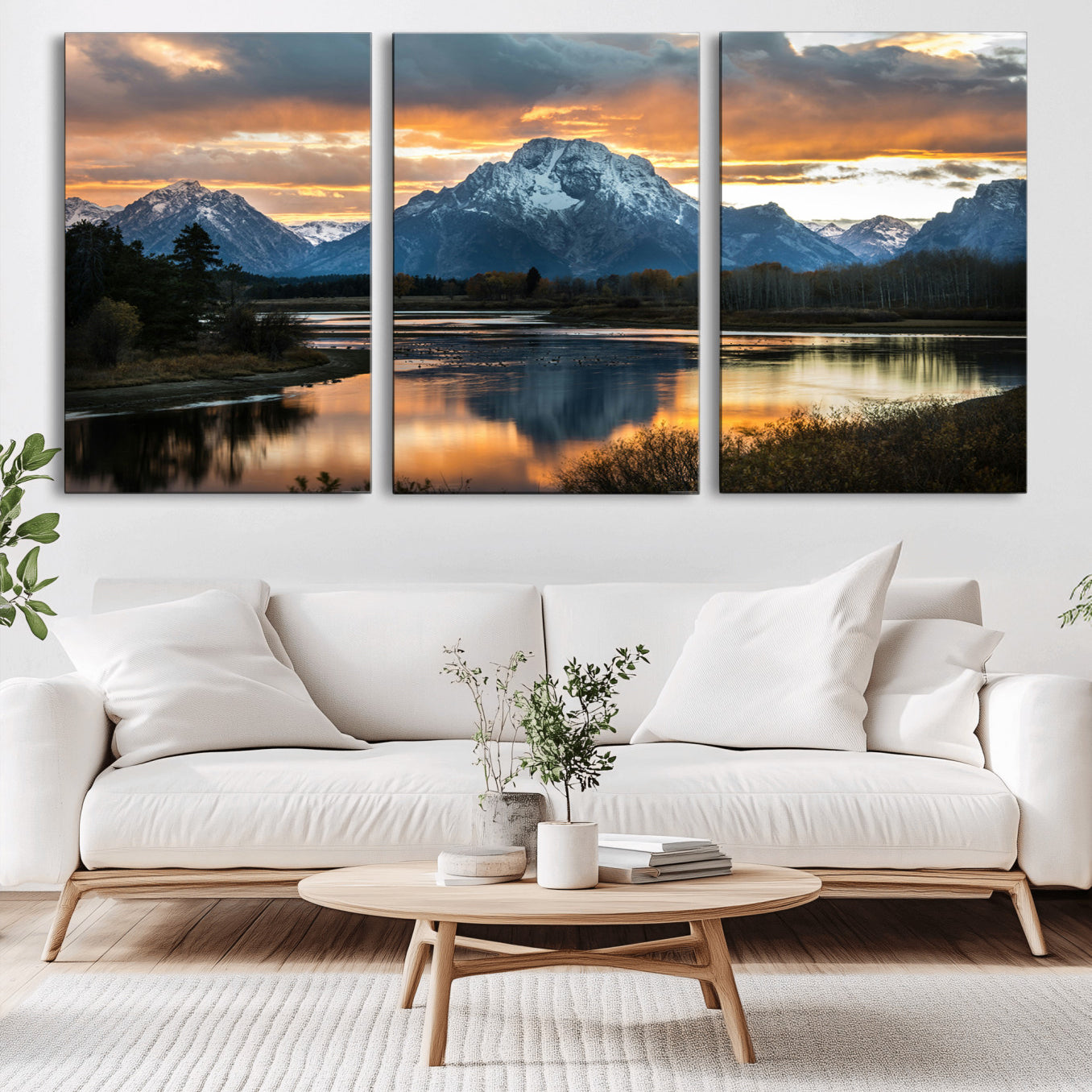 -Mountain Sunset Wall Art Canvas Print – Framed Alpine Wilderness Golden Hour Scenic Nature Artwork for Home Offic