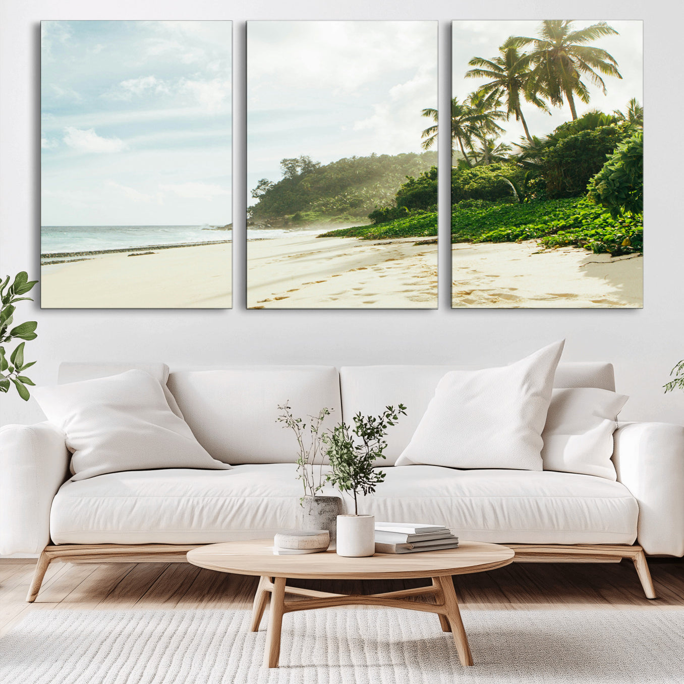 -Relaxing Beach Wall Art Canvas Print – Framed Ocean View Coastal Serenity Tropical Nature Scene Artwork for Home Office