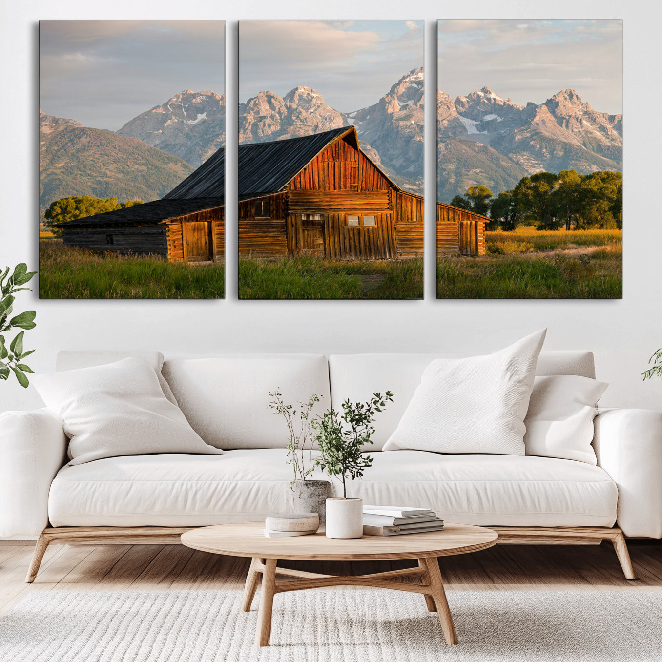 31771014-MGV-CV-36X24-Rustic Barn Wall Art Canvas Print – Framed Western Landscape Farmhouse Style Rustic Nature Scene Artwork for Home Office