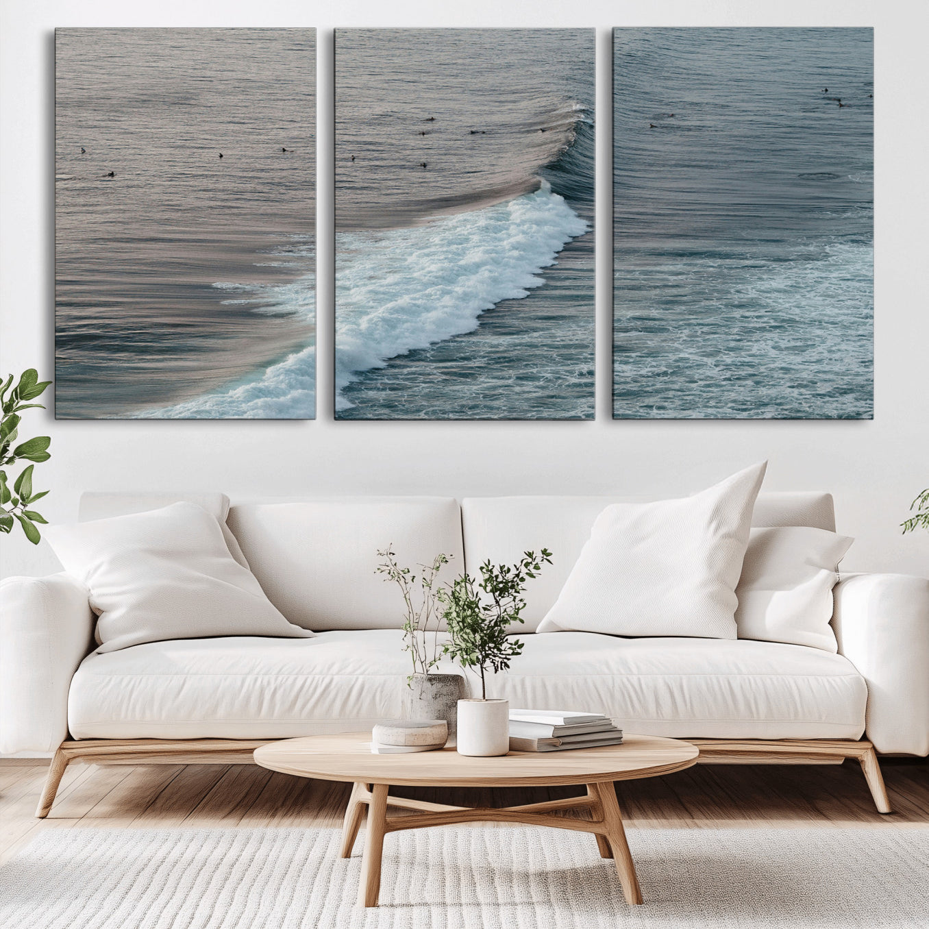 23077324-MGV-CV-36X24-Ocean Waves Wall Art Canvas Print – Framed Coastal Serenity Surf Nature Scene Artwork for Home Office