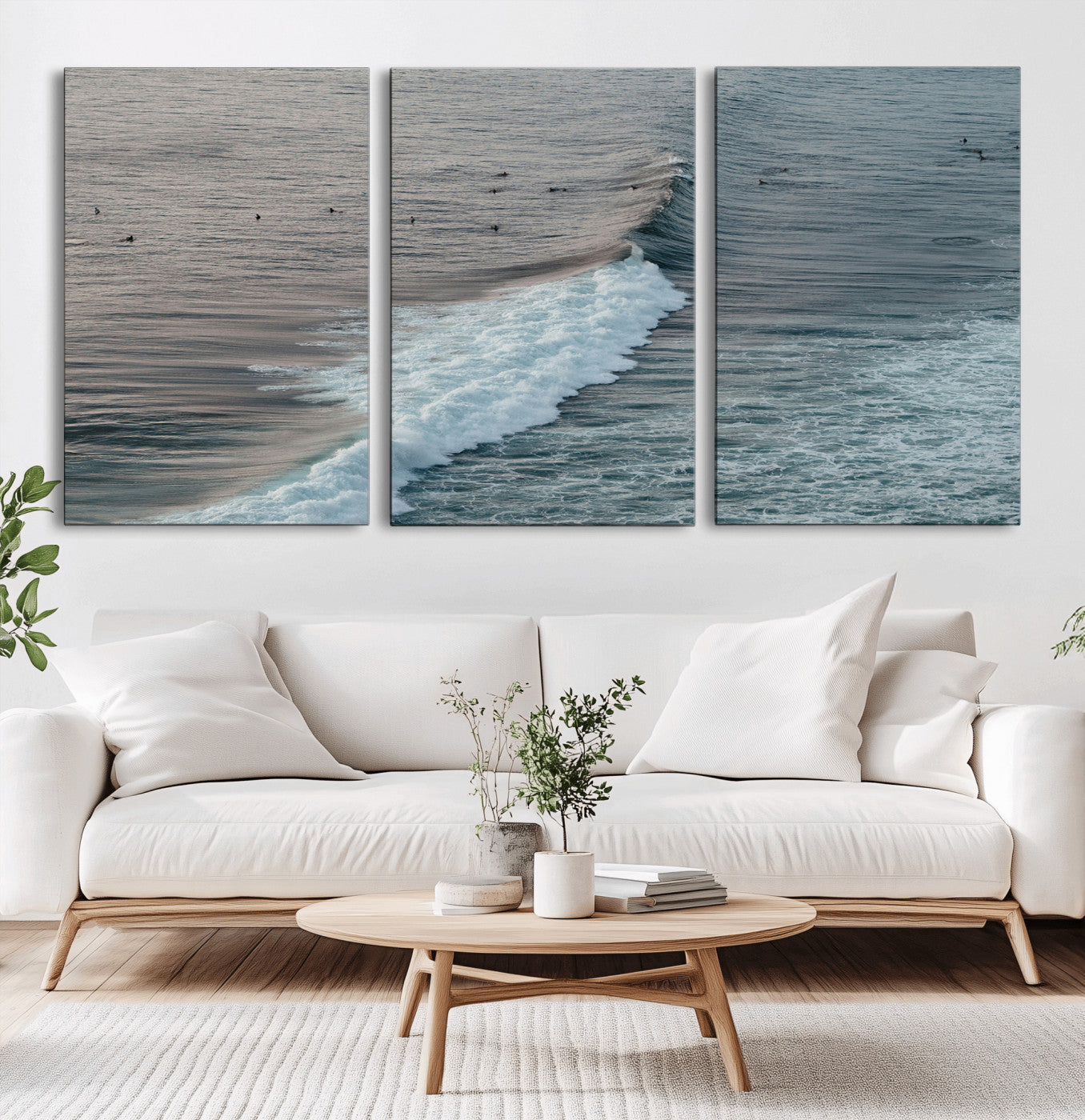 23077324-MGV-CV-36X24-Ocean Waves Wall Art Canvas Print – Framed Coastal Serenity Surf Nature Scene Artwork for Home Office