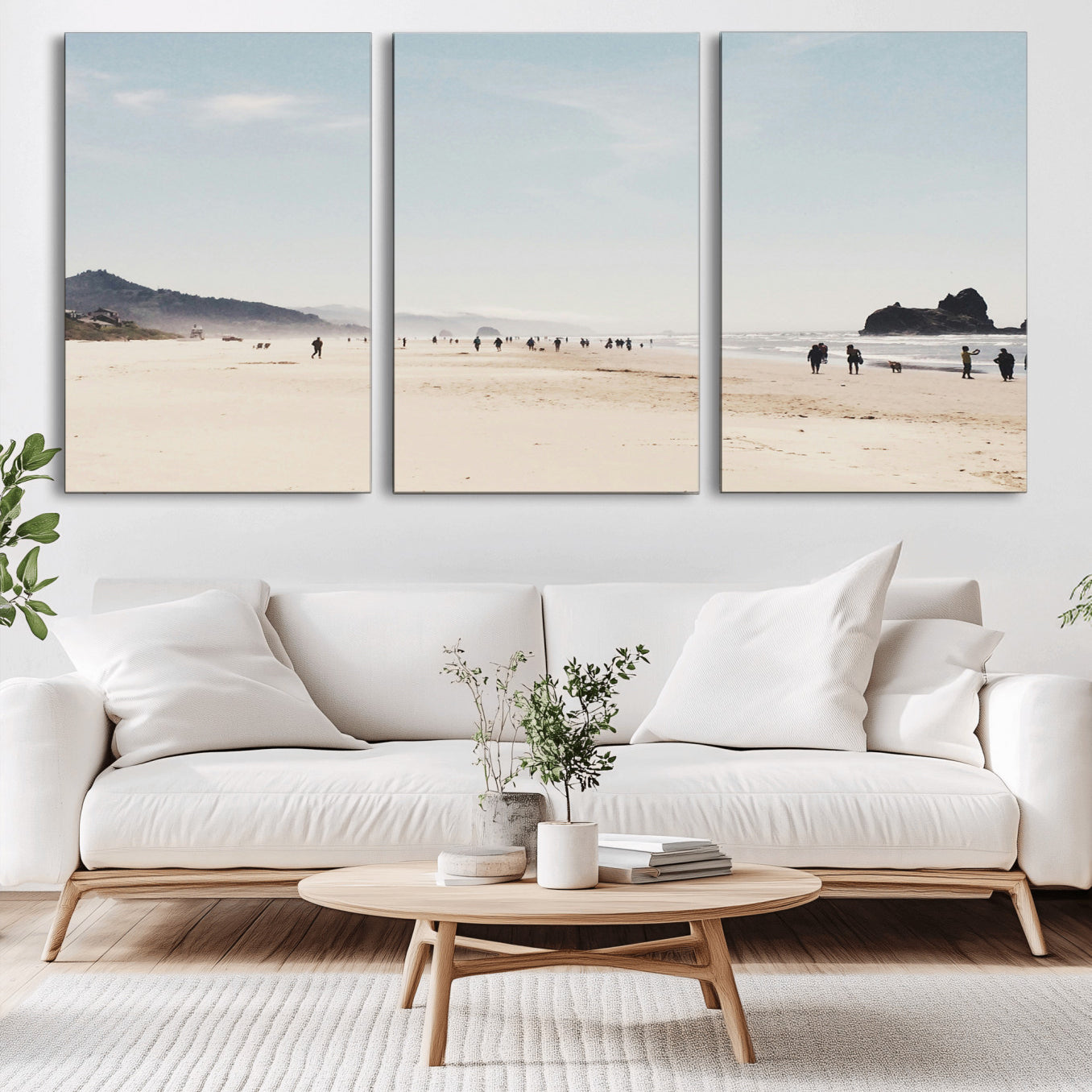 28307820-MGV-CV-36X24-Minimalist Beach Wall Art Canvas Print – Framed Coastal Serenity Soft Sand Nature Scene Artwork for Home Office