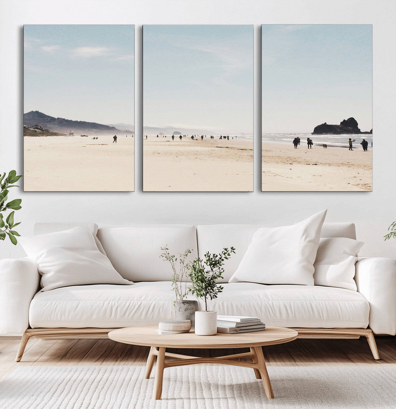 28307820-MGV-CV-36X24-Minimalist Beach Wall Art Canvas Print – Framed Coastal Serenity Soft Sand Nature Scene Artwork for Home Office