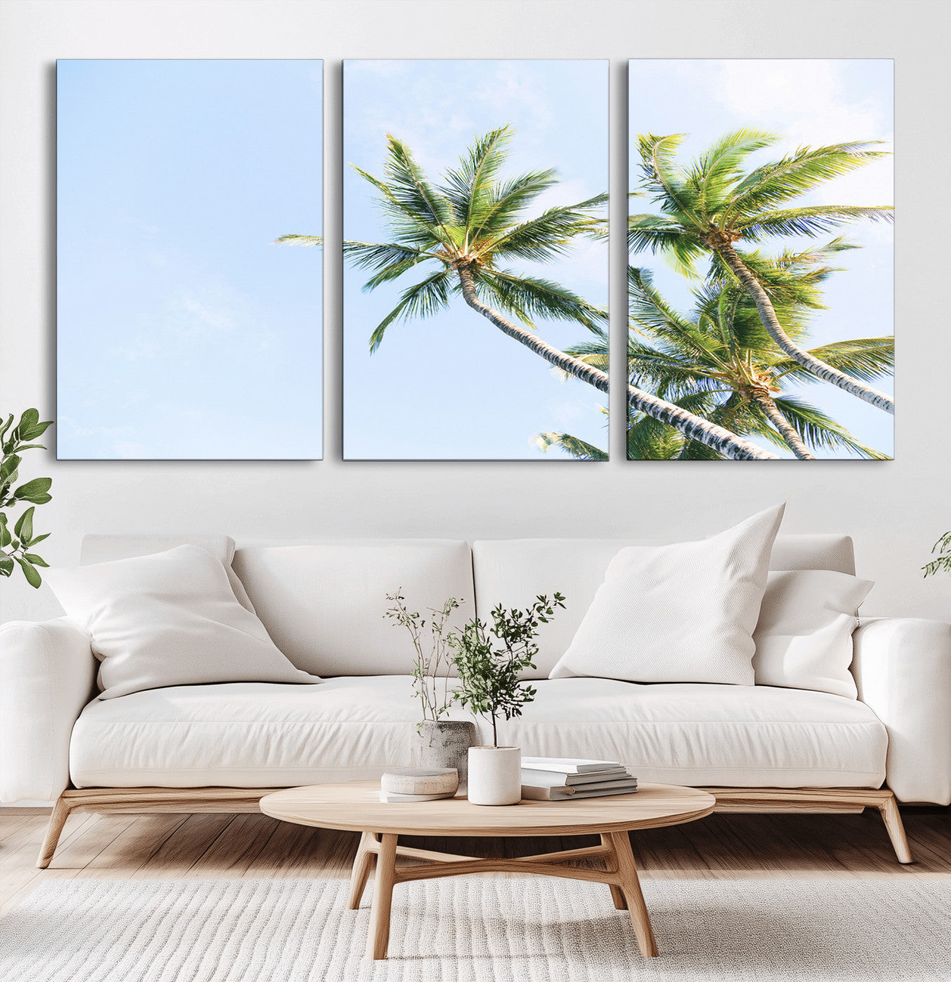 -Palm Trees Wall Art Canvas Print – Framed Tropical Coastal Nature Scene Artwork for Home Office