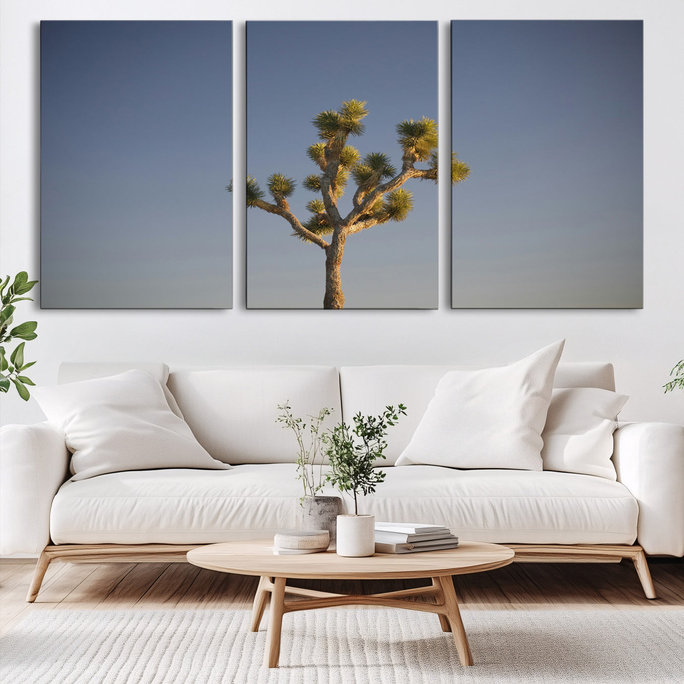 54552043-MGV-CV-60X30-3P-Joshua Tree Wall Art Canvas Print – Framed Southwestern Desert Landscape Scene Natural Rustic Artwork for Home Office