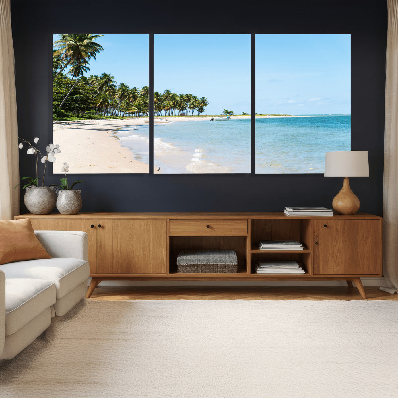 37858872-MGV-CV-36X24 - Palm Tree Paradise Coastal Wall Art – Beach Scene and Ocean Breeze Canvas Print Tranquil Tropical Shore Decor for Living Room, Bedroom or Office