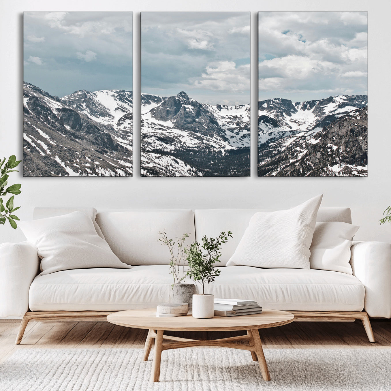 94074619-MGV-CV-36X24-Snowy Peaks Wall Art Canvas Print – Alpine Wilderness Mountain Escape Winter Serenity Artwork for Home, Office