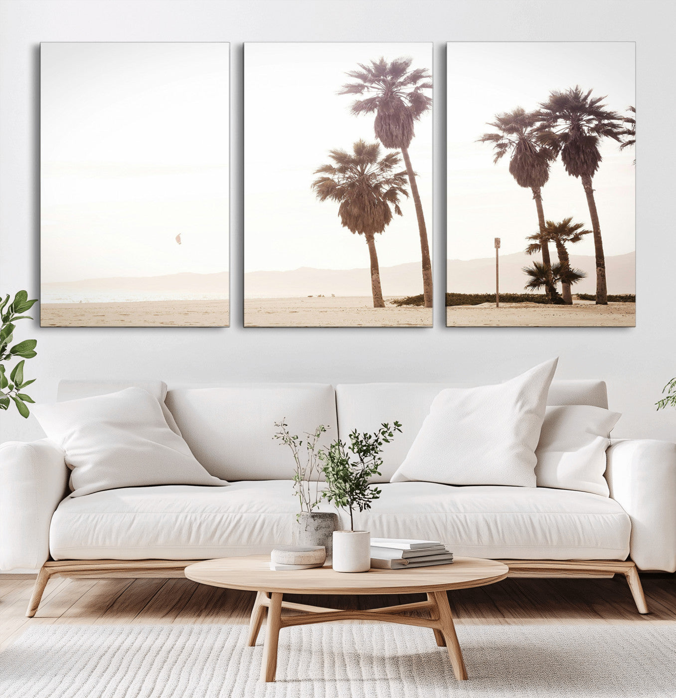 -Coastal Light Wall Art Canvas Print – Relaxing Shoreline Minimalist Ocean Tropical Serenity Artwork for Home, Office