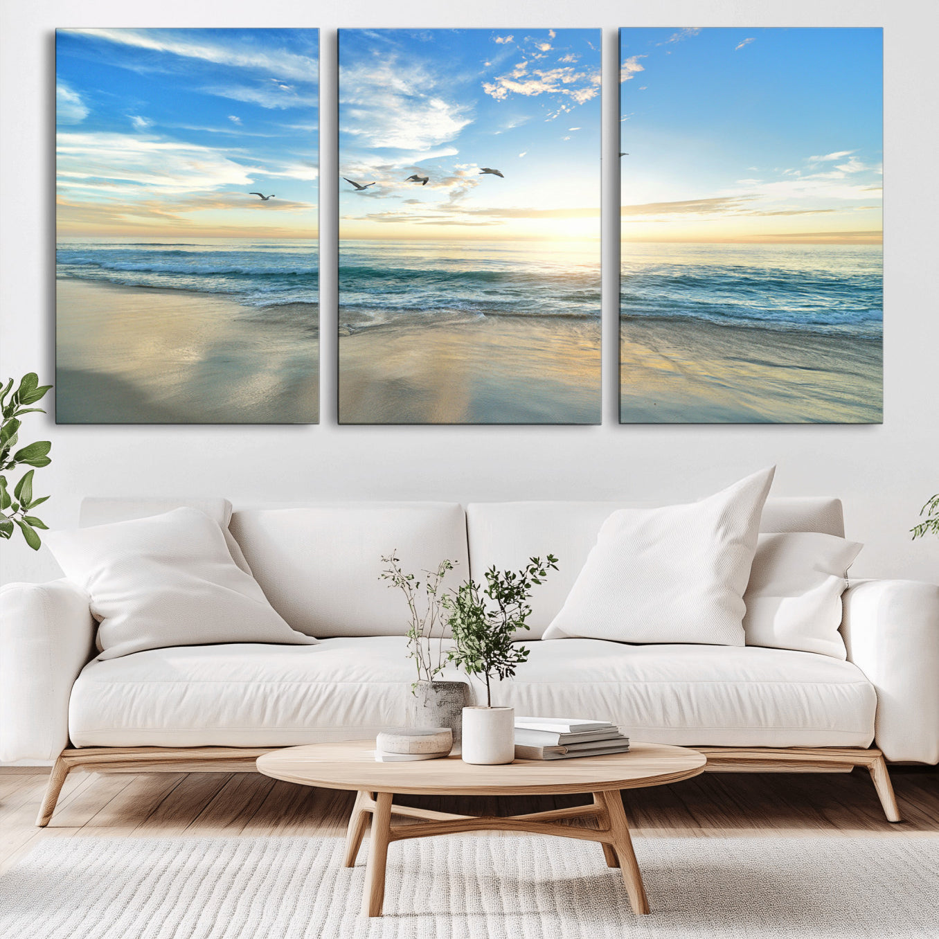 20708696-MGV-CV-36X24-Minimalist Seaside Wall Art Canvas Print – Morning Glow Golden Reflections Coastal Nature Artwork for Home, Office
