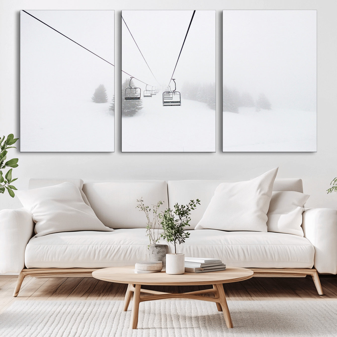 20216390-MGV-CV-36X24-Ski Lift Wall Art Canvas Print – Snowy Alpine Landscape Nordic Adventure Winter Mountains Artwork for Home, Office