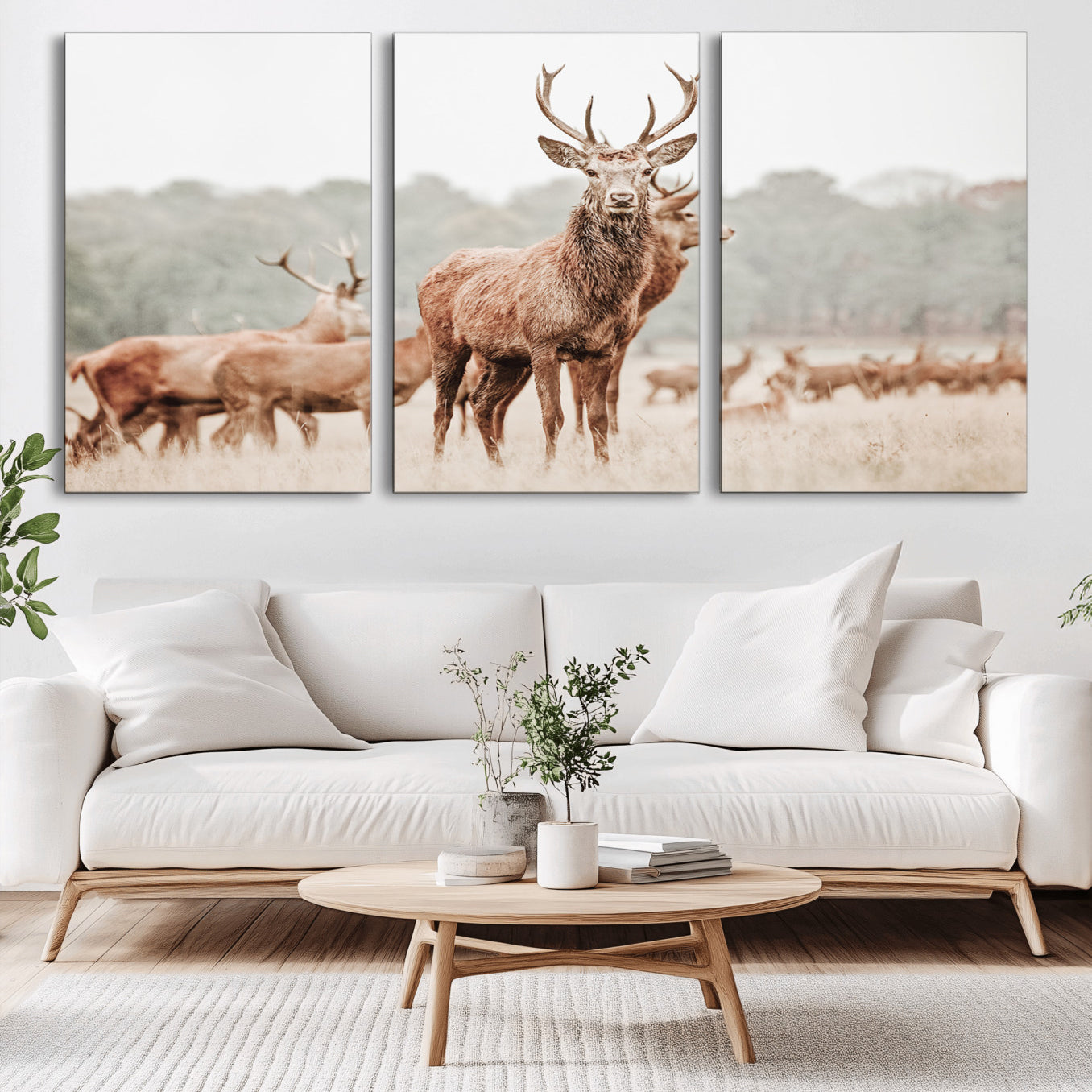 -Rustic Nature Wall Art Canvas Print – Stag Woodland Framed Wildlife Art Picture Print Perfect Lodge Decor